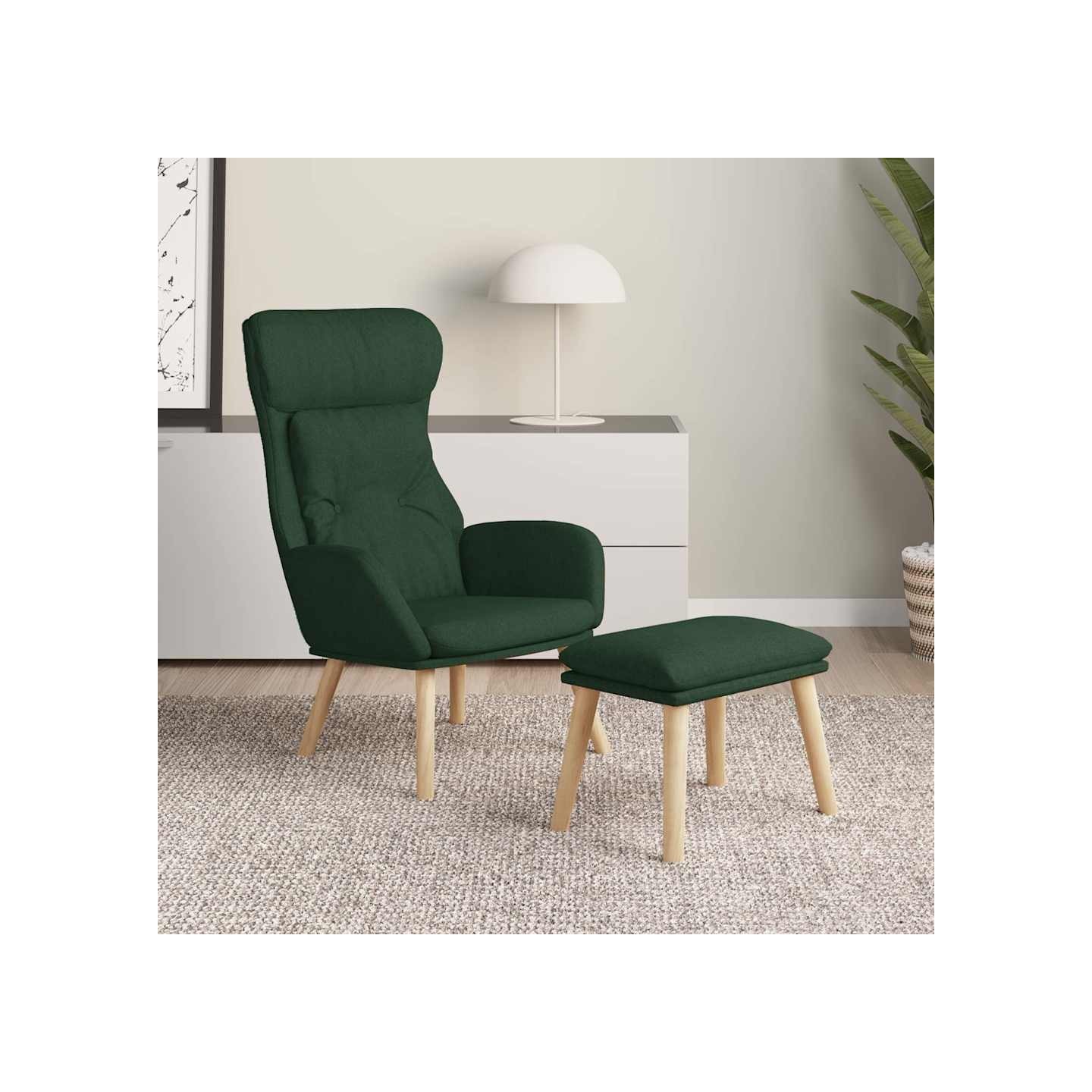 Chaise de relaxation avec repose-pied Vert foncé Tissu