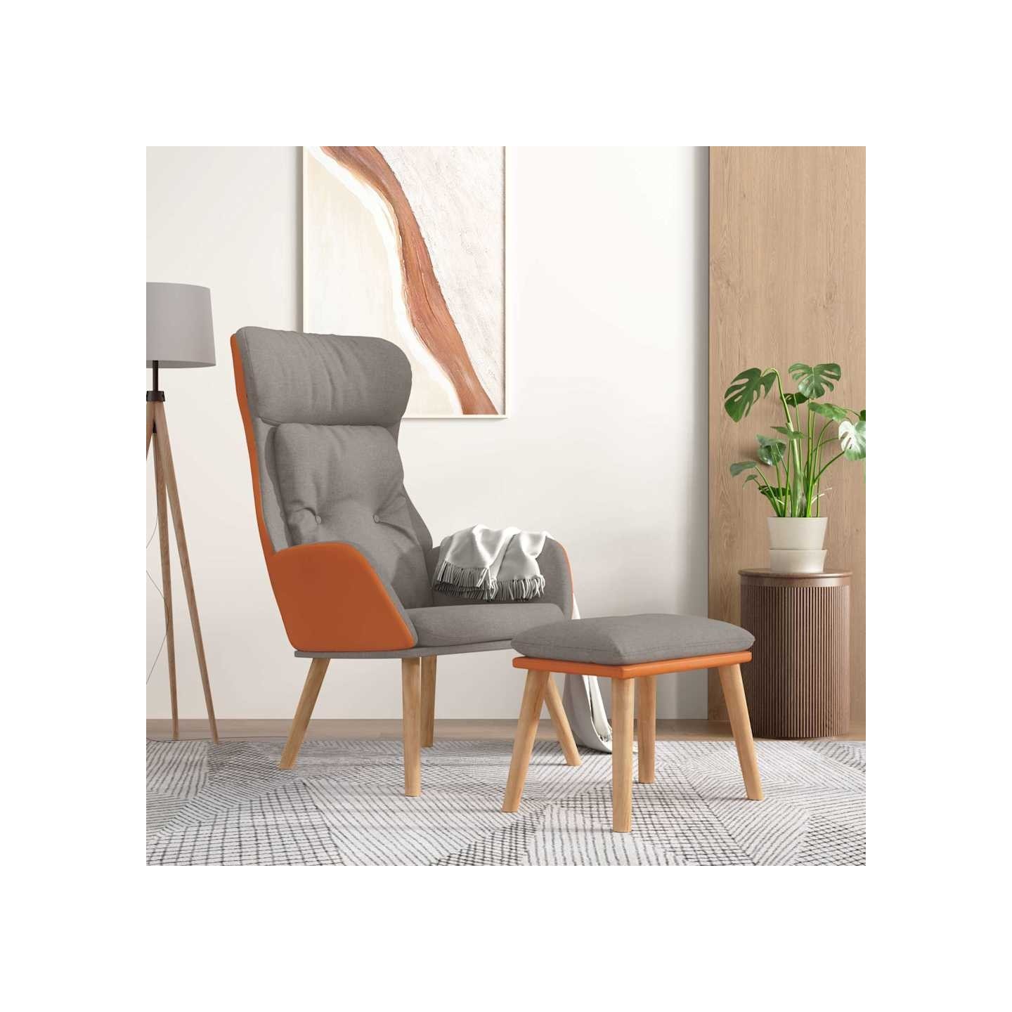 Chaise de relaxation repose-pied Gris clair Similicuir et tissu