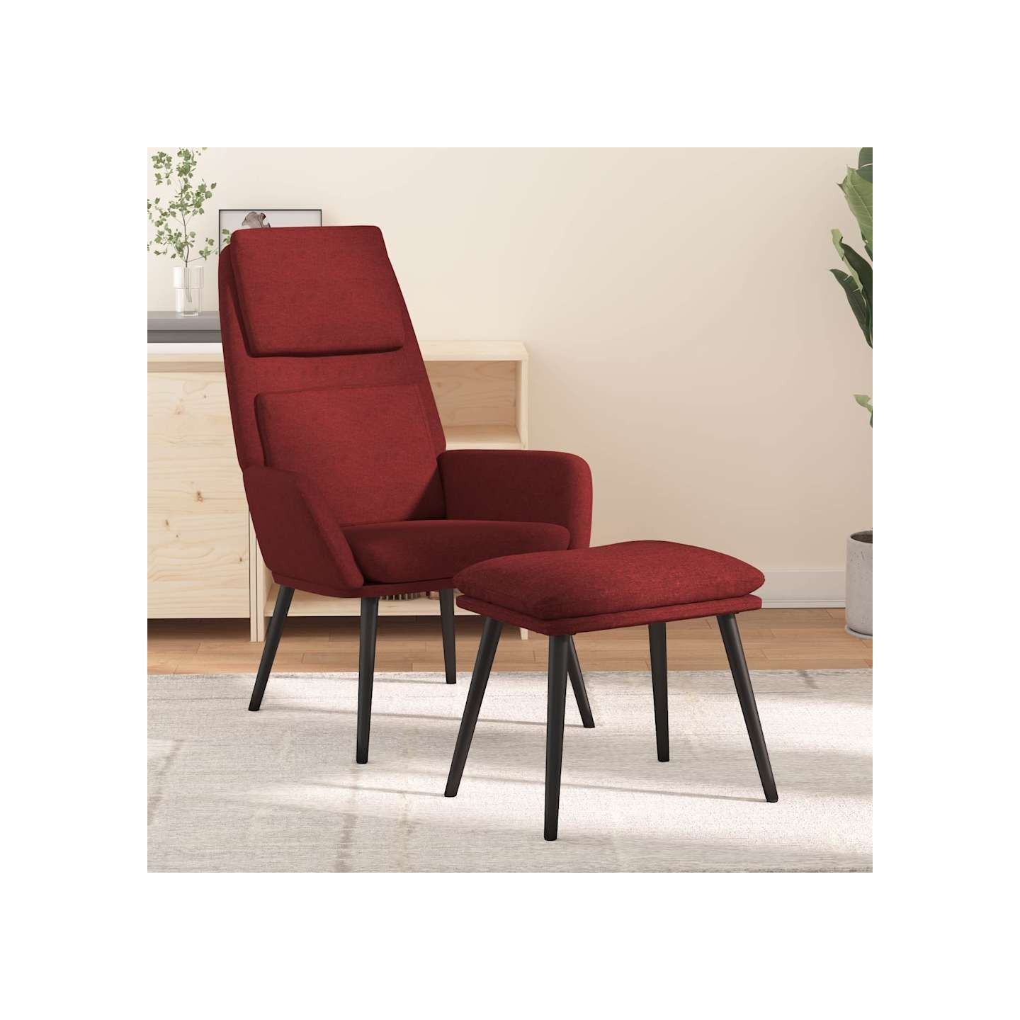 Chaise de relaxation avec tabouret Rouge bordeaux Tissu