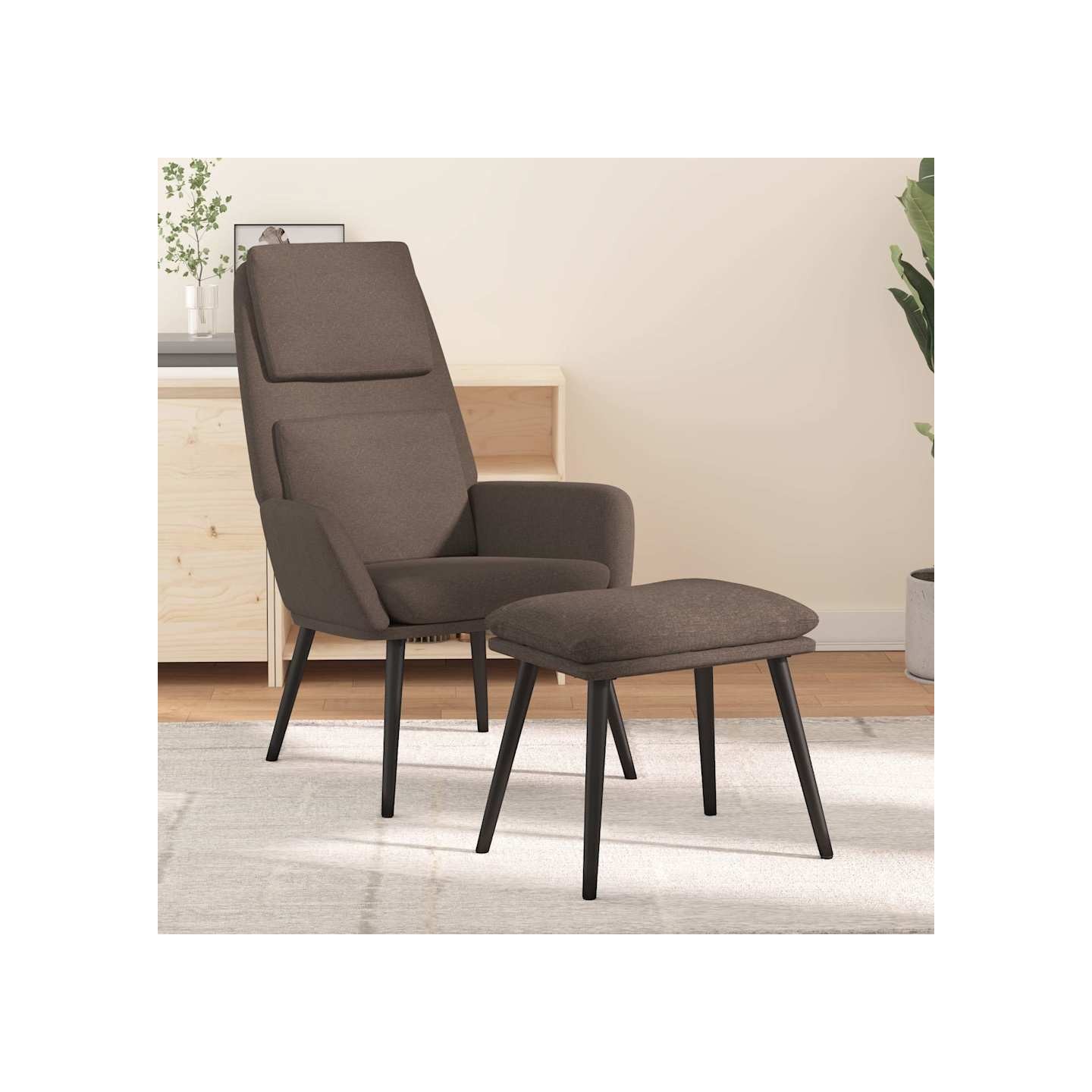 Chaise de relaxation avec tabouret Taupe Tissu