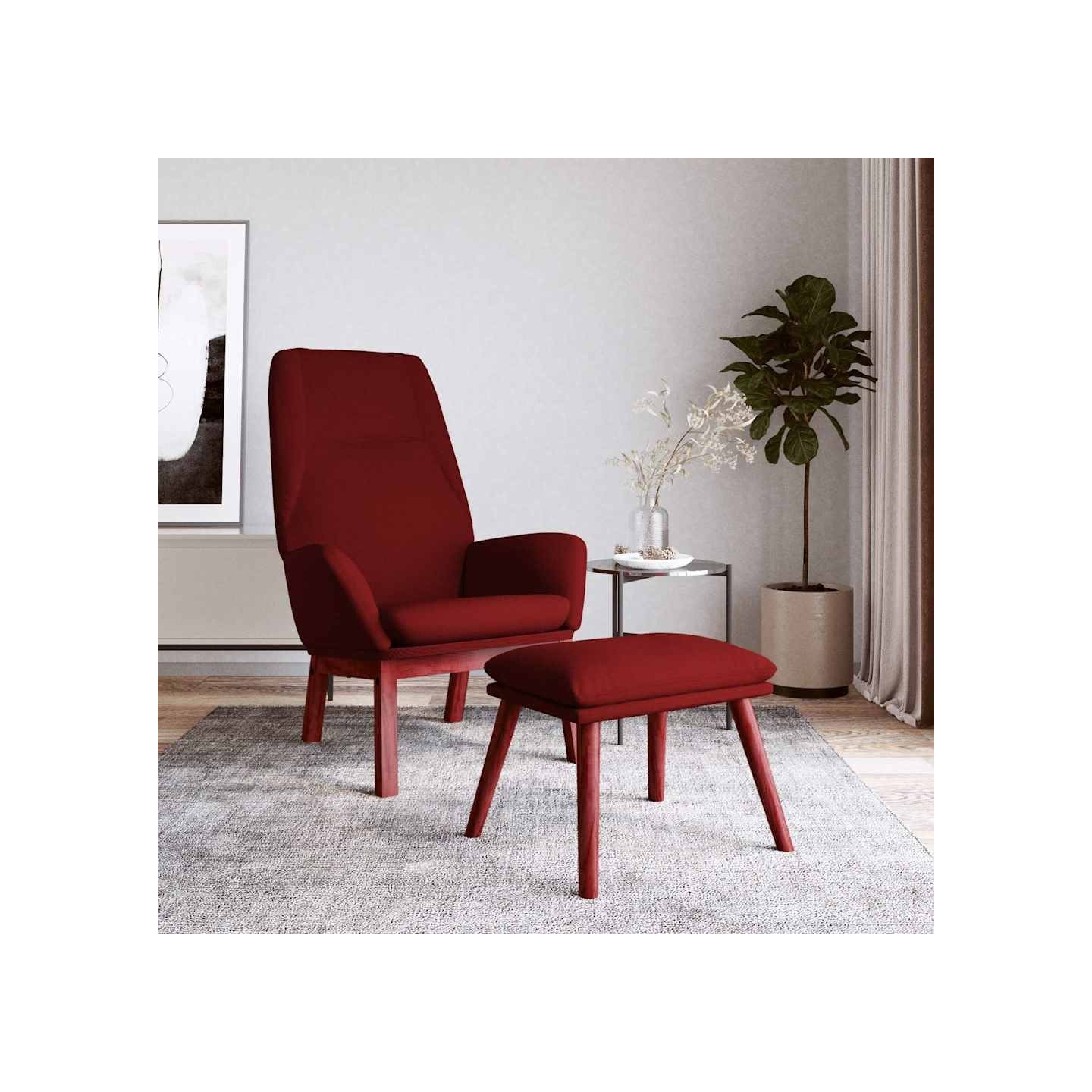 Chaise de relaxation avec repose-pied Rouge bordeaux Tissu