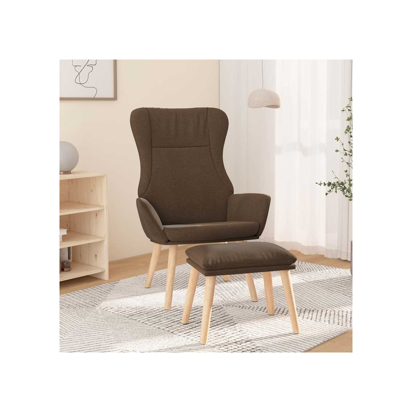 Chaise de relaxation avec repose-pied Marron Tissu