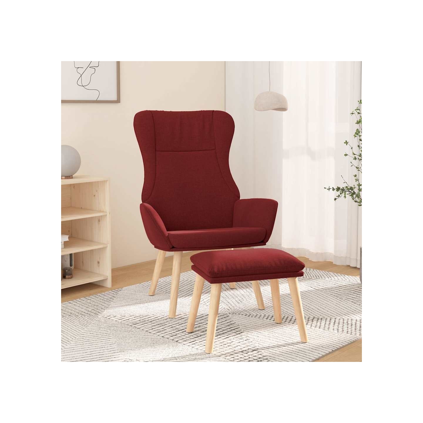 Chaise de relaxation avec repose-pied Rouge bordeaux Tissu