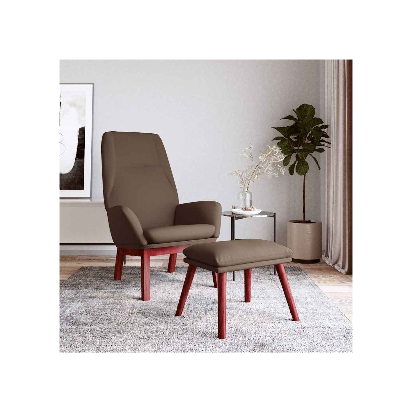 Chaise de relaxation avec repose-pied Taupe Tissu