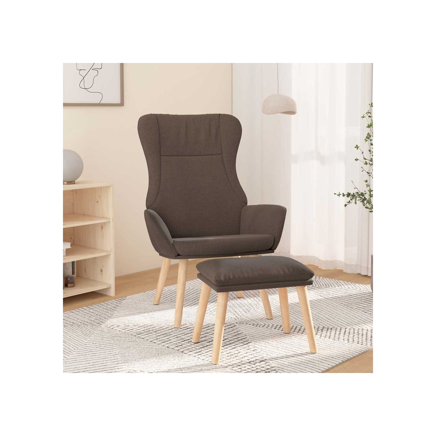 Chaise de relaxation avec repose-pied Taupe Tissu