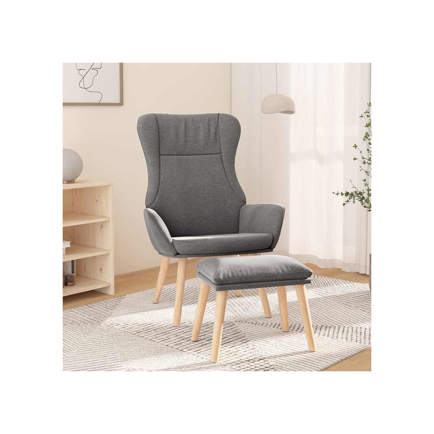 Chaise de relaxation avec repose-pied Gris clair Tissu