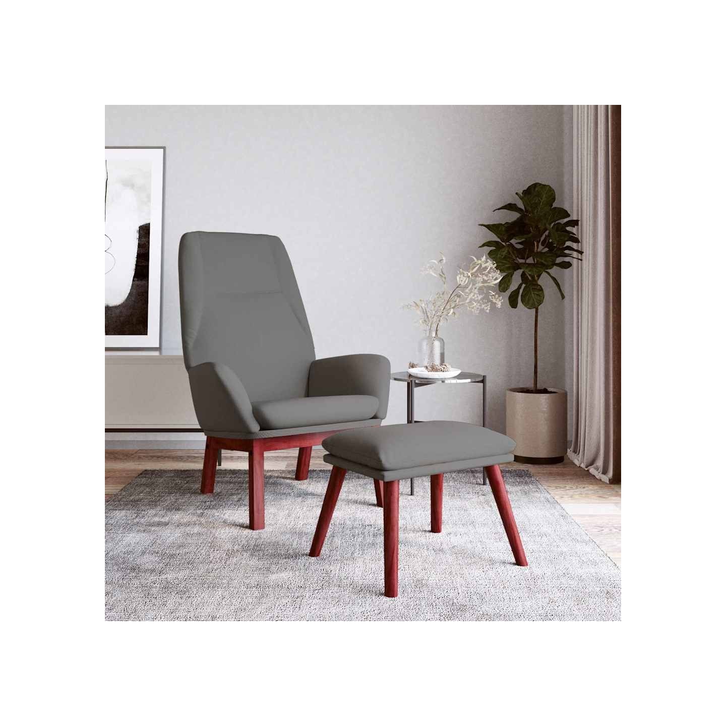 Chaise de relaxation avec repose-pied Gris clair Tissu