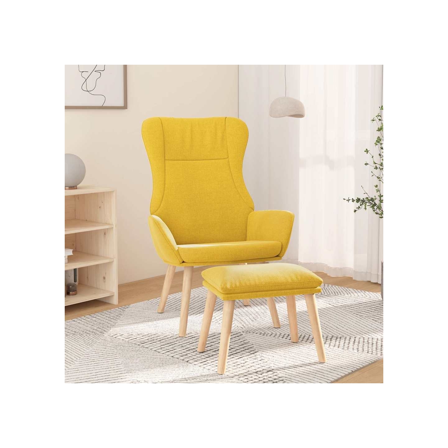 Chaise de relaxation avec repose-pied Jaune moutarde Tissu