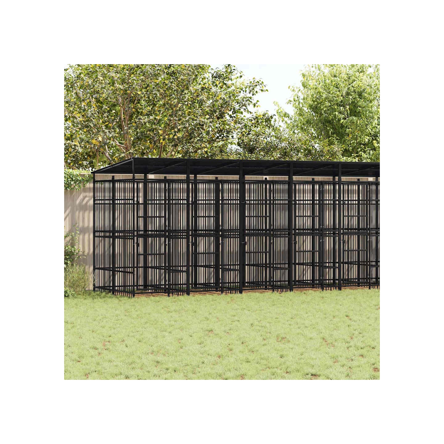 Chenil d'extérieur avec toit pour chiens Acier 18,43 m²