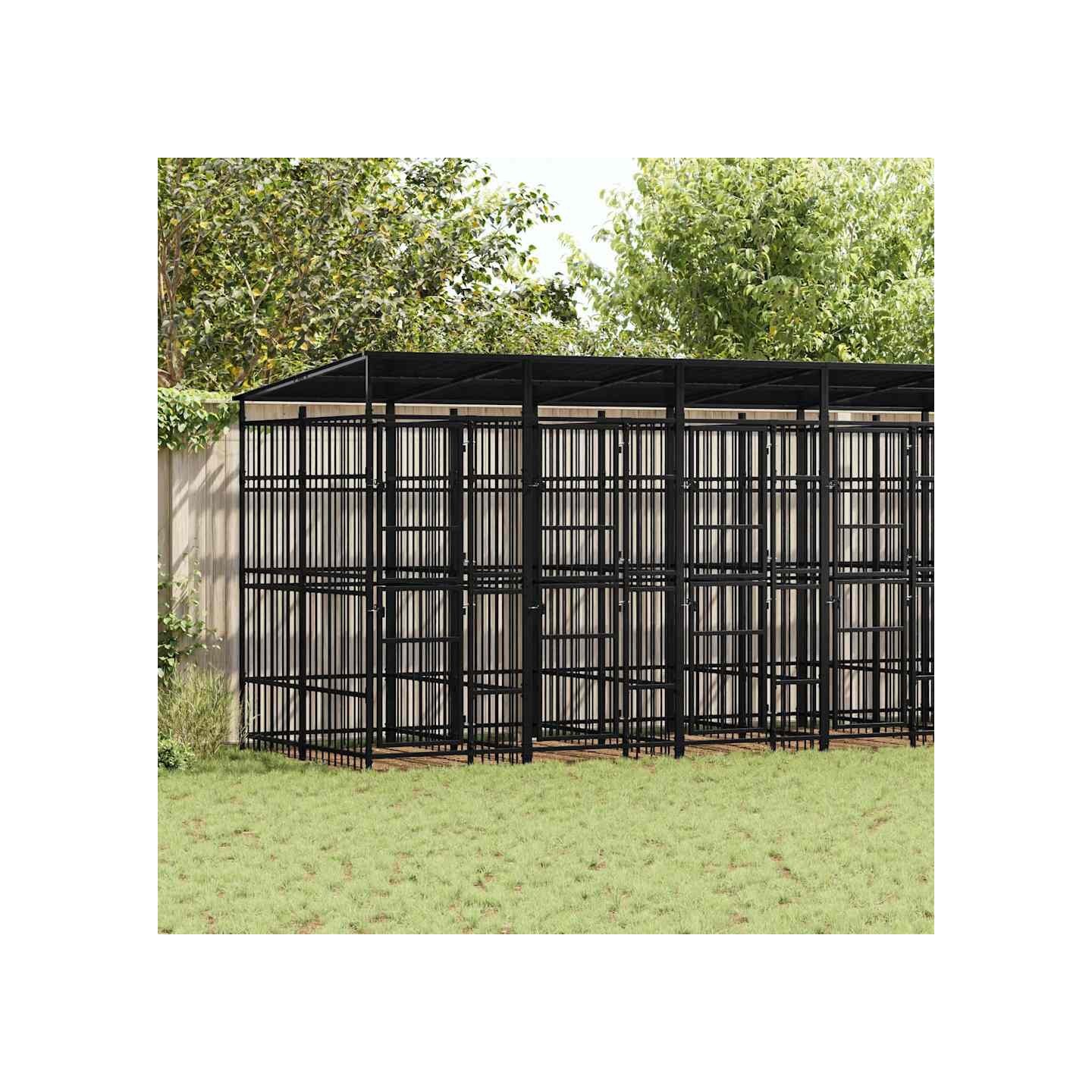 Chenil d'extérieur avec toit pour chiens Acier 12,9 m²