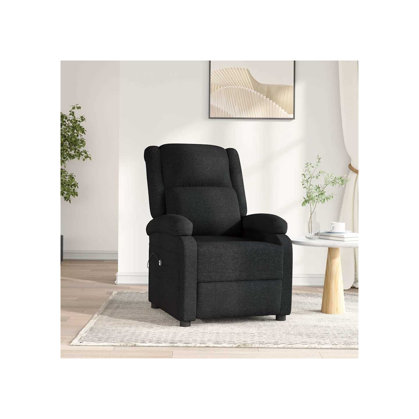 Fauteuil inclinable électrique Noir Tissu