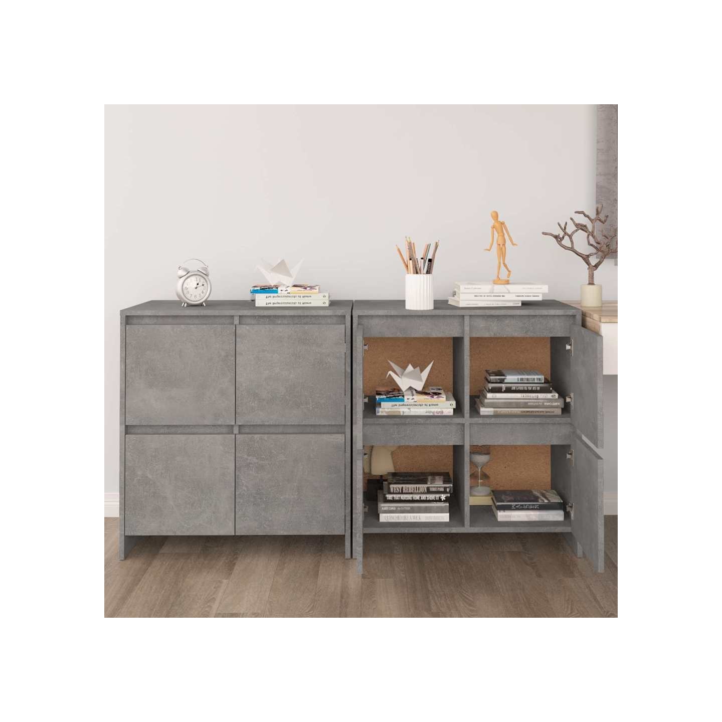 Buffets 2 pcs Gris béton 70x41x75 cm Bois d'ingénierie