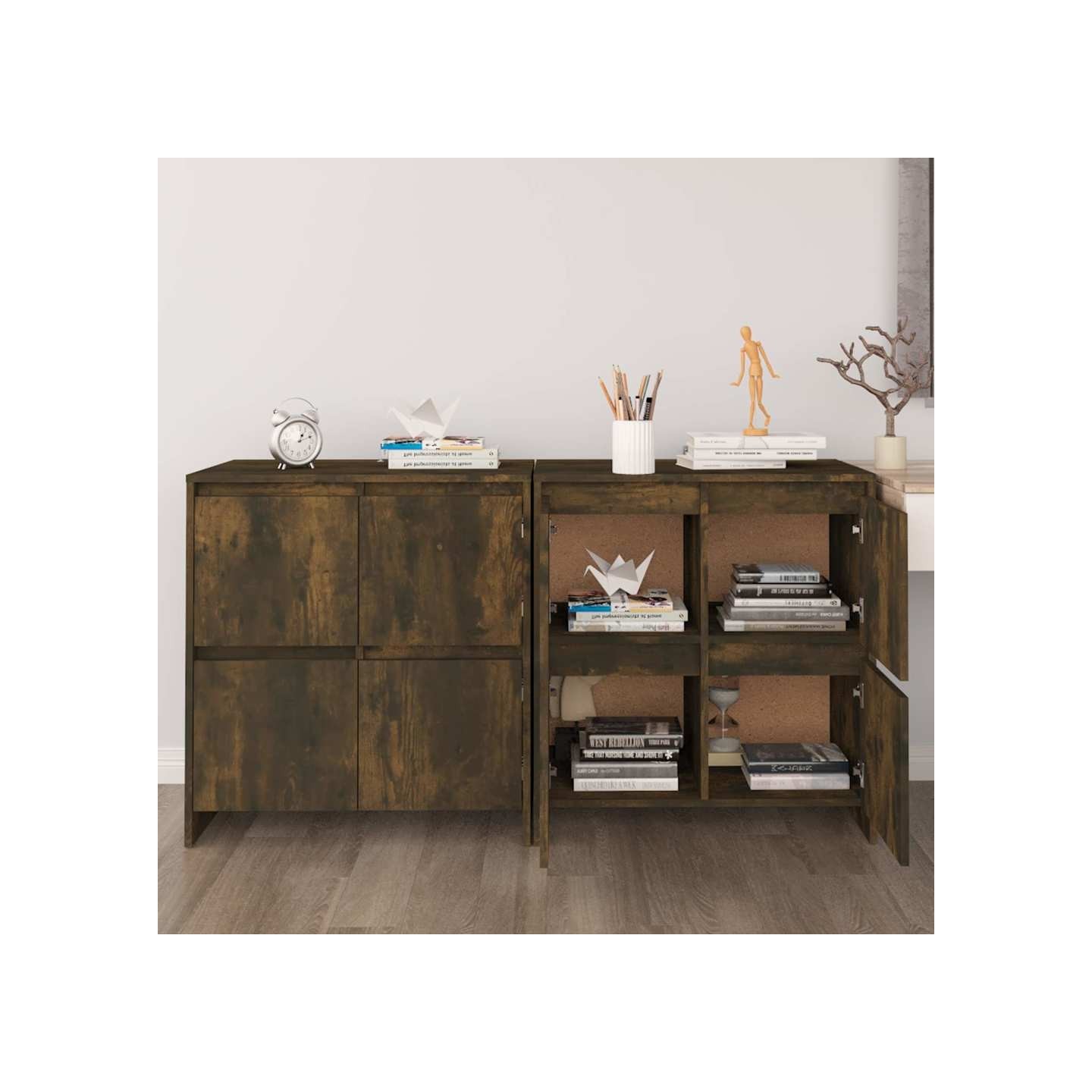 Buffets 2 pcs Chêne fumé 70x41x75 cm Bois d'ingénierie