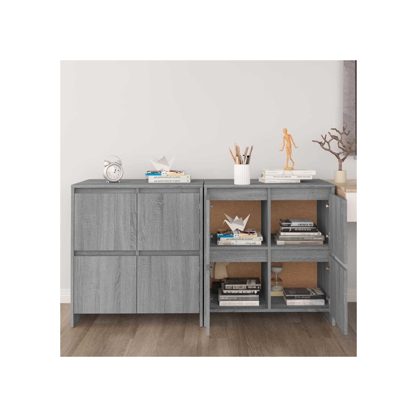 Buffets 2 pcs Sonoma gris 70x41x75 cm Bois d'ingénierie
