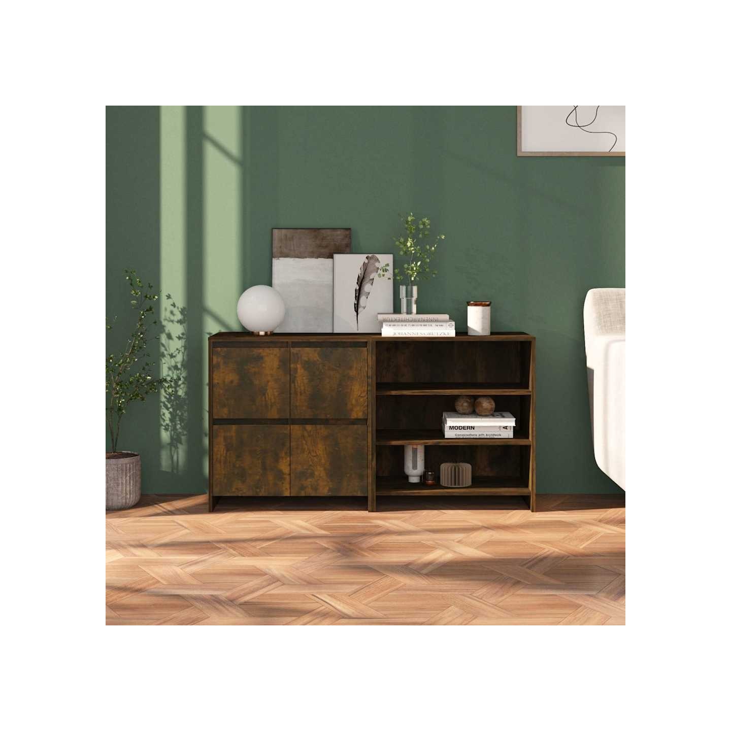 Buffets 2 pcs Chêne fumé Bois d'ingénierie