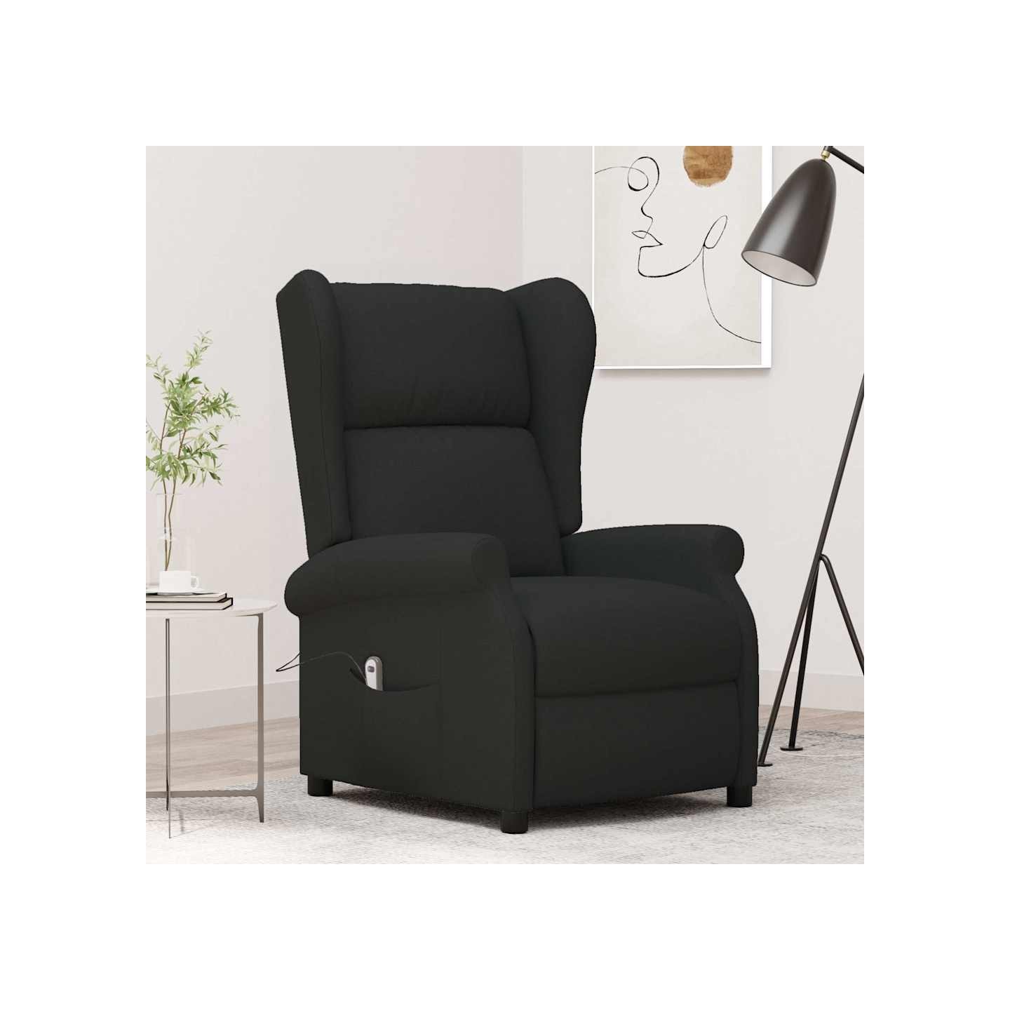 Fauteuil inclinable électrique à oreilles noir tissu