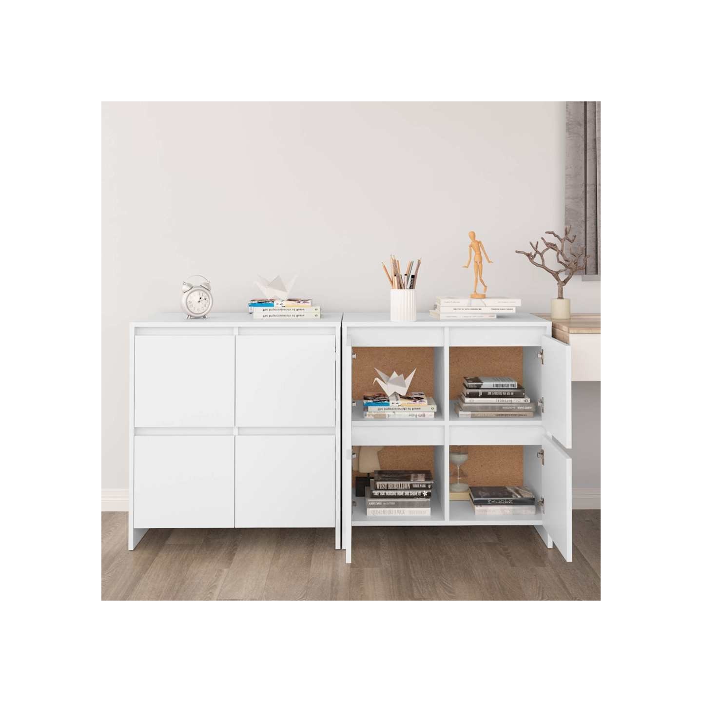 Buffets 2 pcs Blanc 70x41x75 cm Bois d'ingénierie