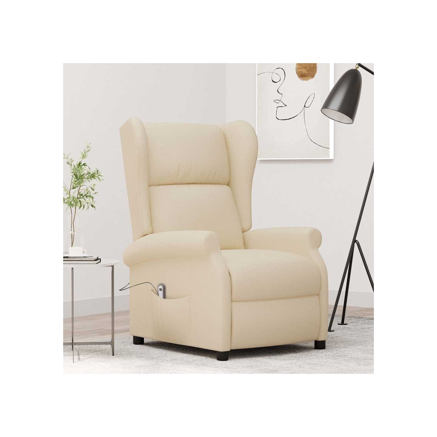Fauteuil inclinable électrique à oreilles crème tissu