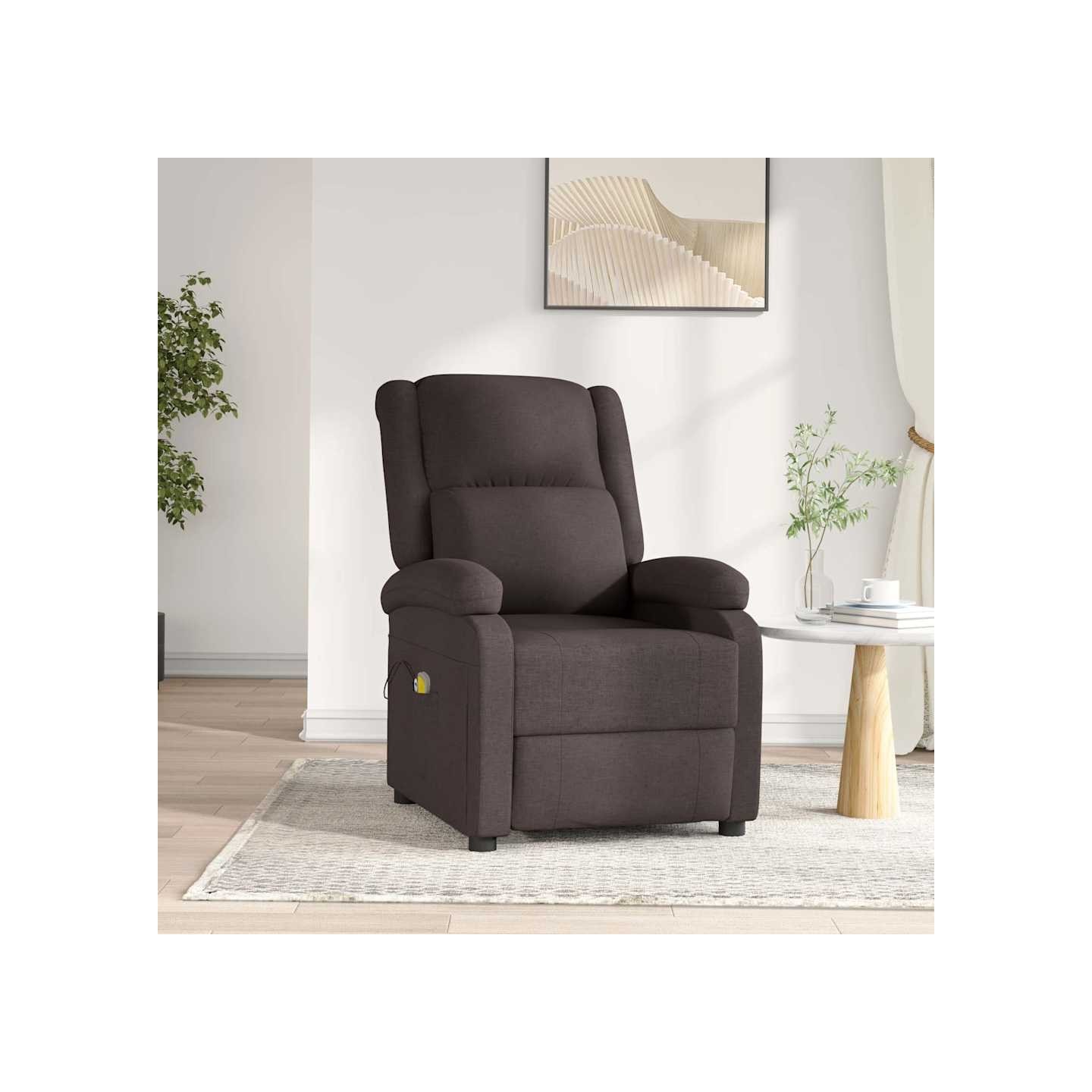 Fauteuil électrique de massage Marron foncé Tissu