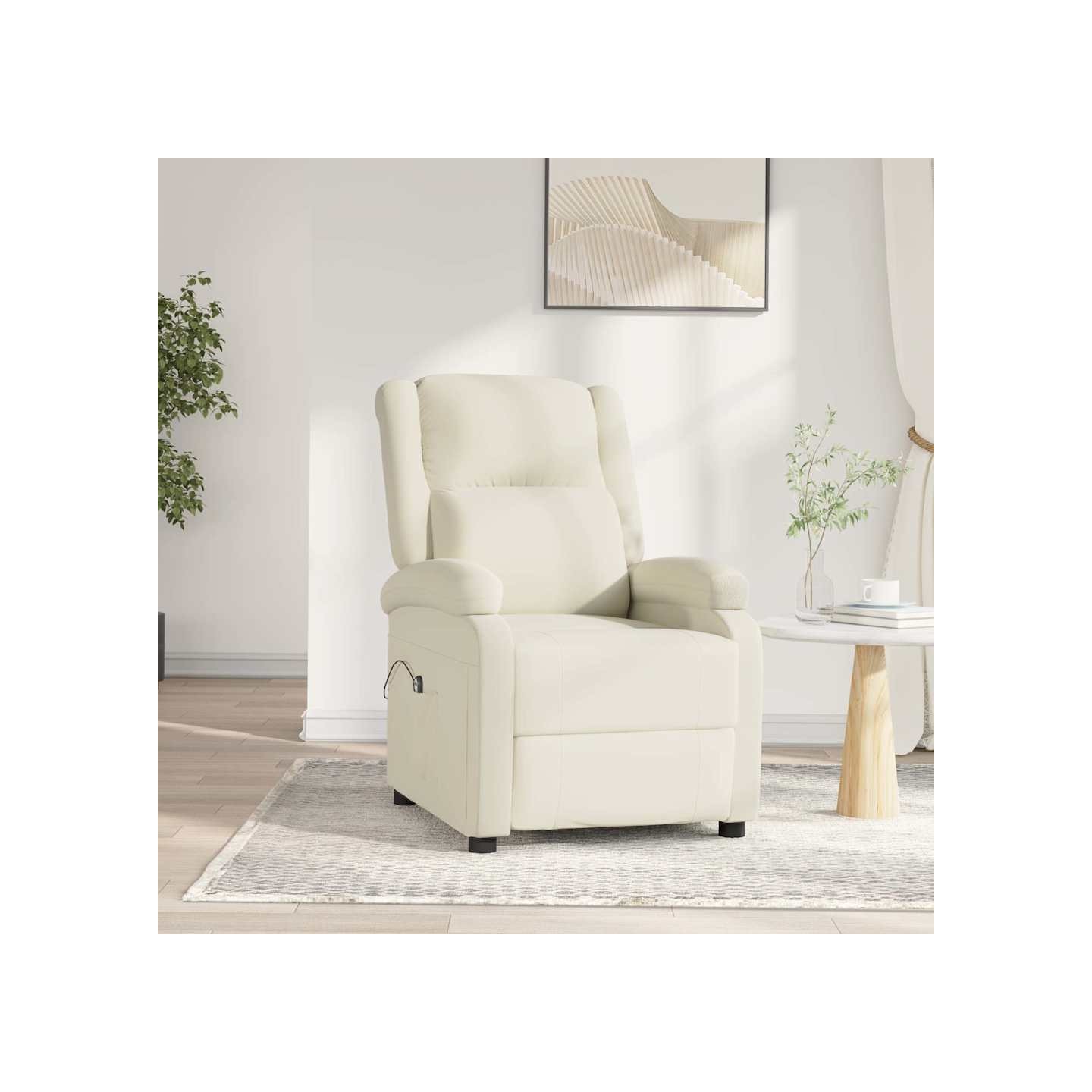 Fauteuil inclinable électrique Crème Velours