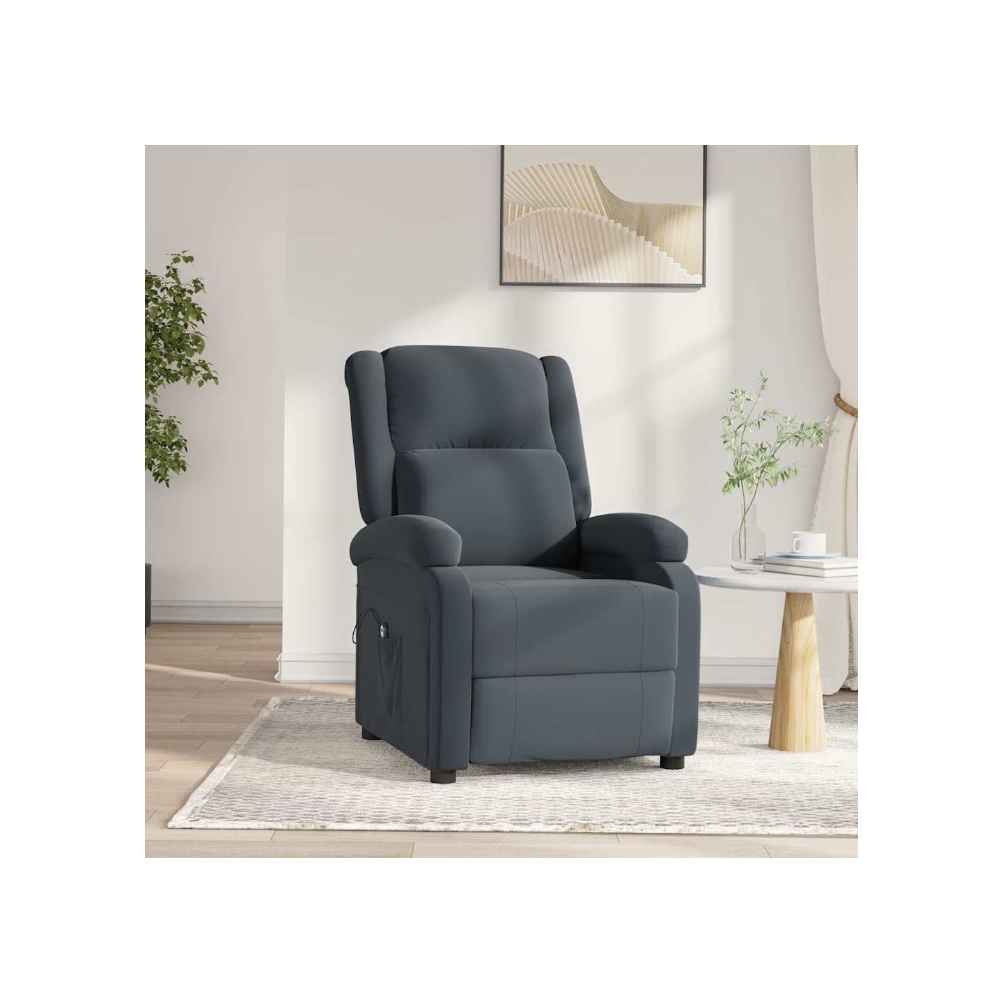 Fauteuil inclinable électrique Gris foncé Velours