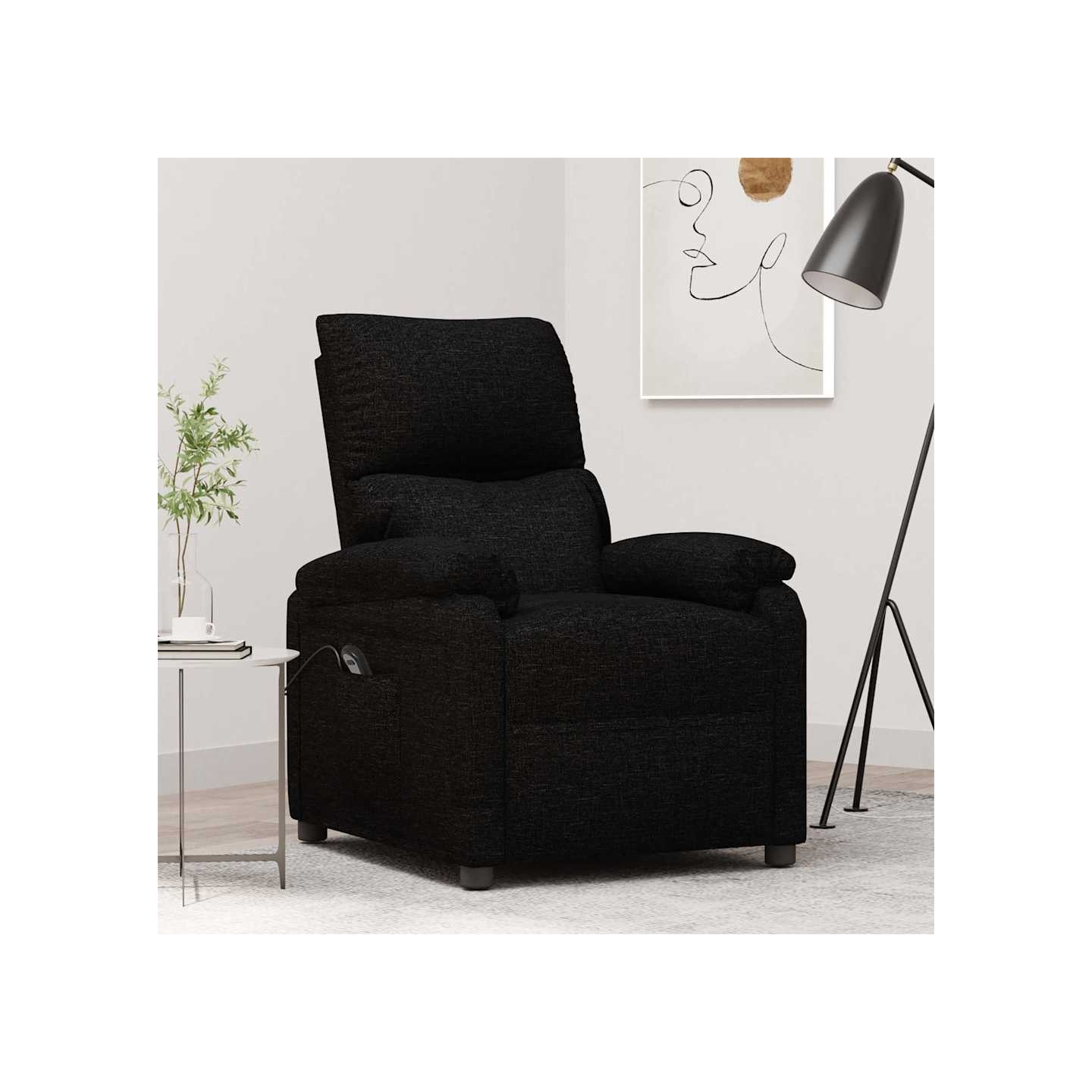 Fauteuil inclinable électrique Noir Tissu