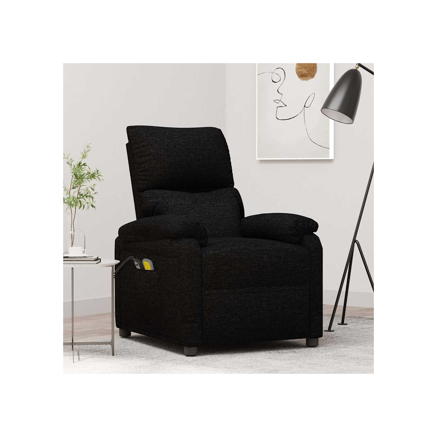 Fauteuil électrique de massage Noir Tissu