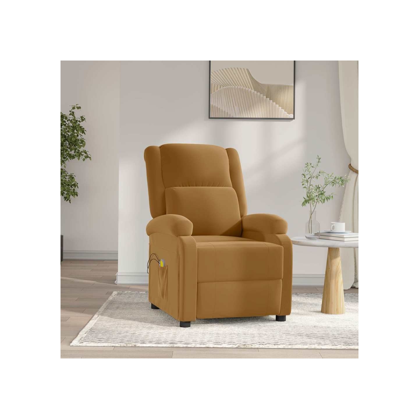 Fauteuil électrique de massage Marron Velours