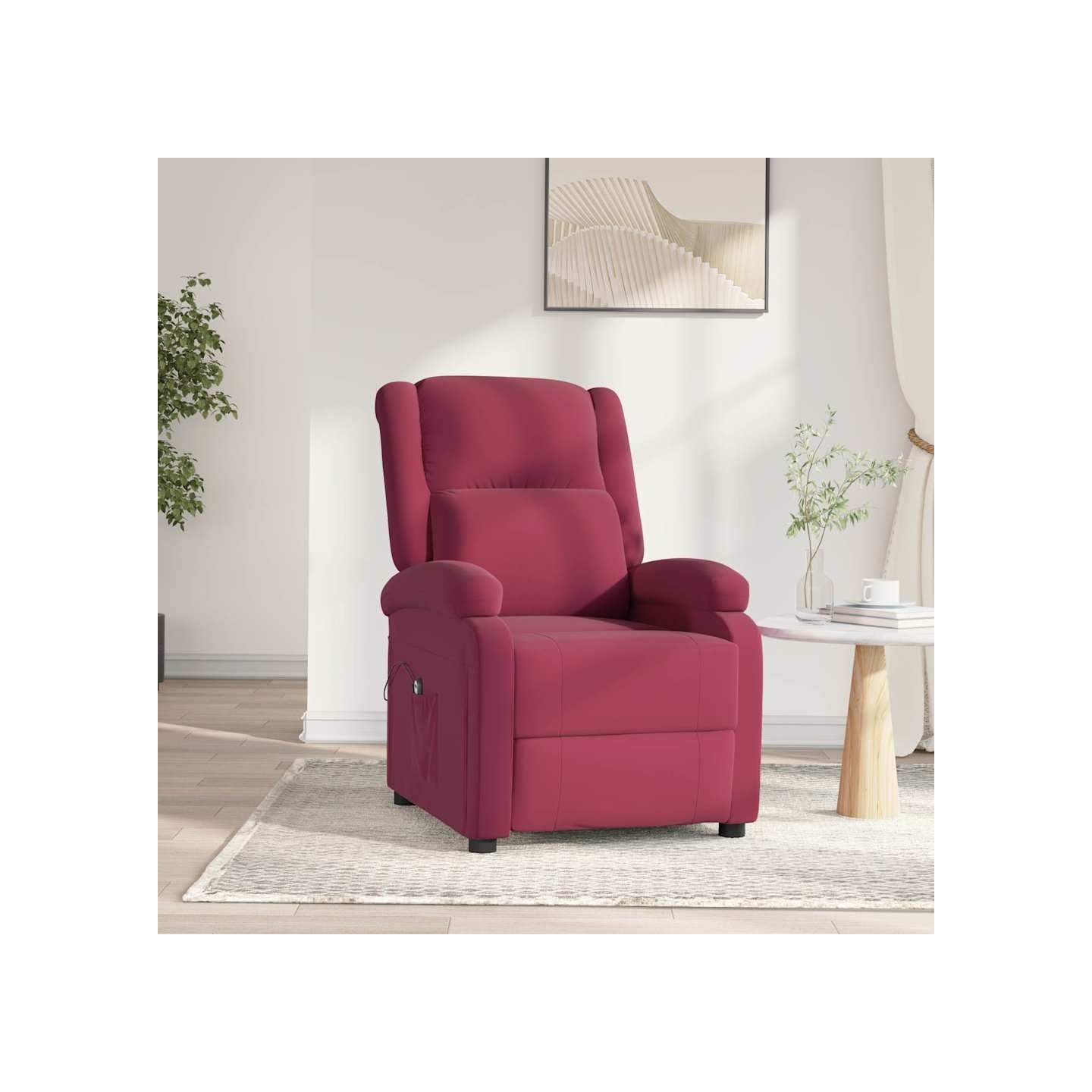 Fauteuil inclinable électrique rouge bordeaux velours