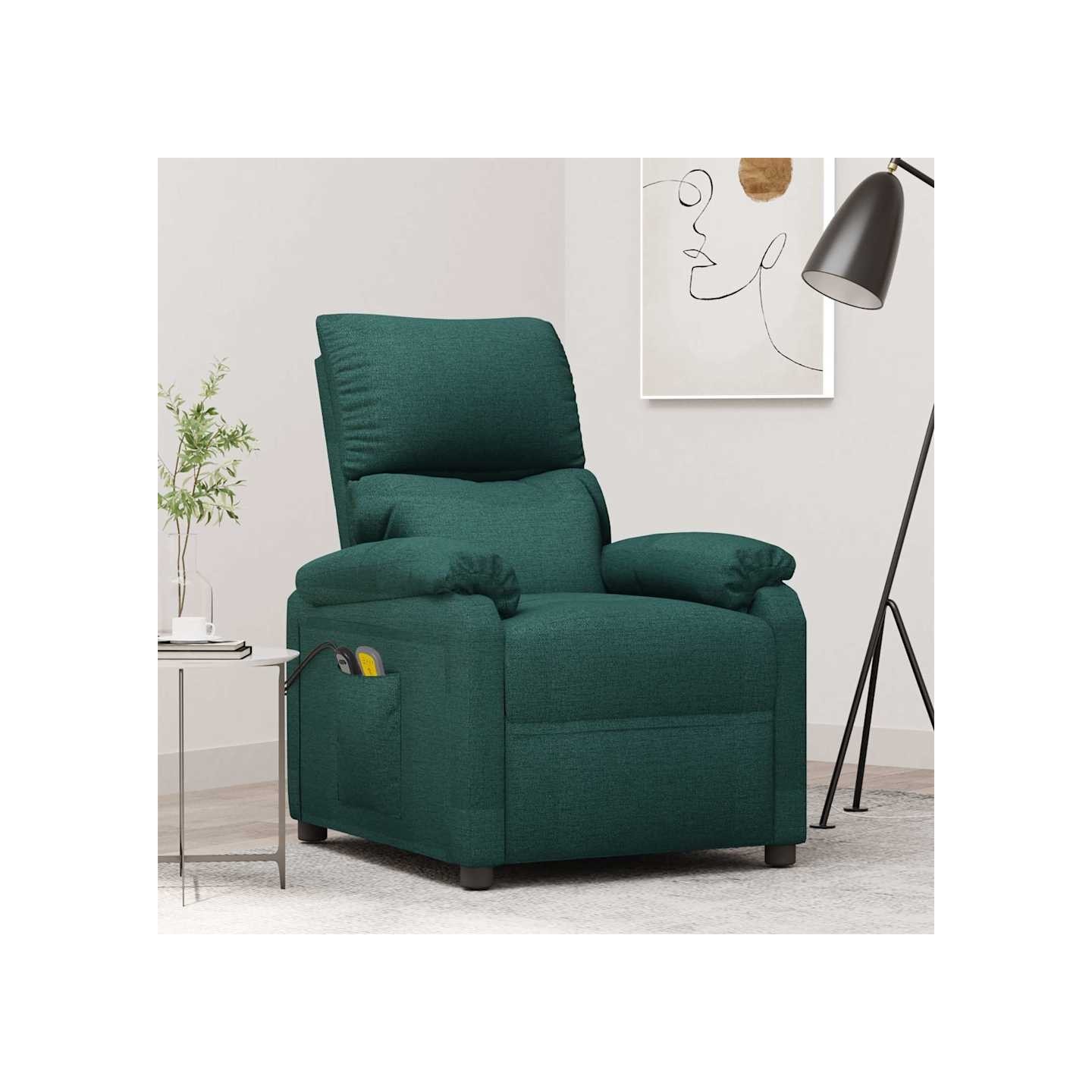 Fauteuil électrique de massage Vert foncé Tissu