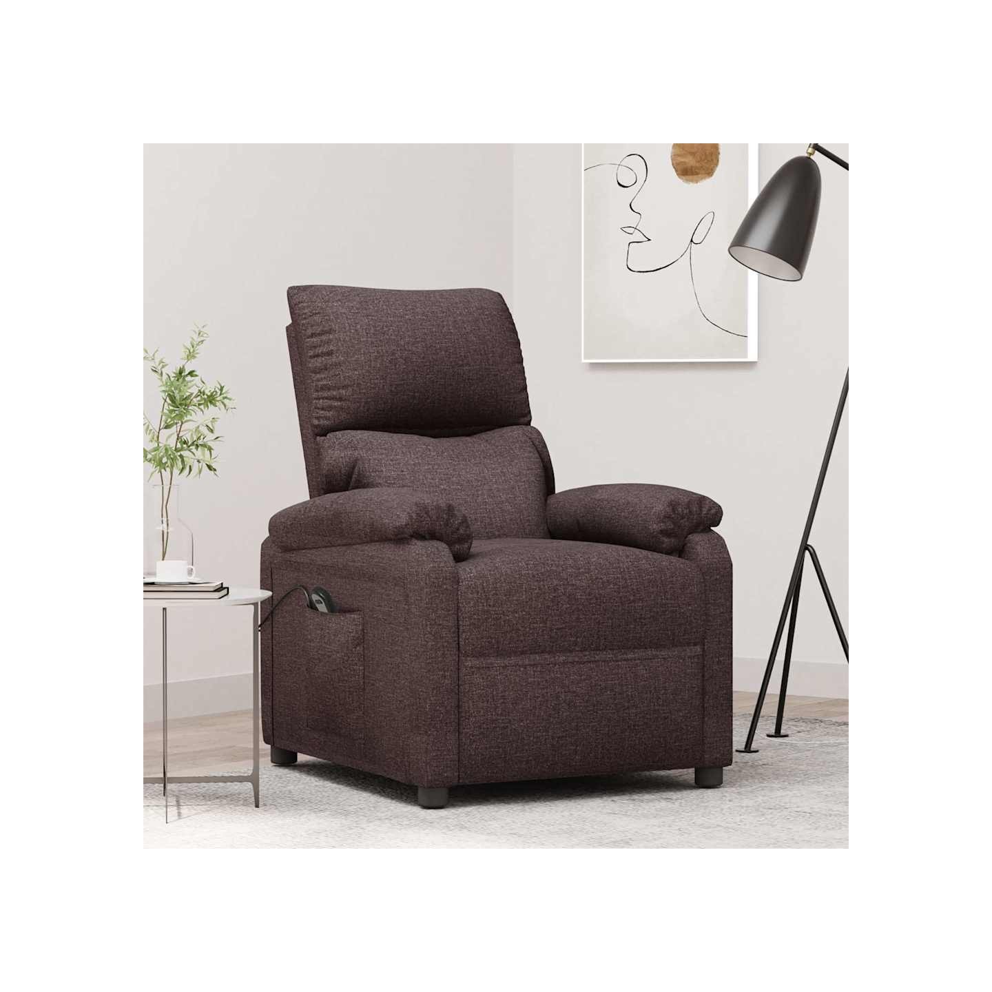 Fauteuil inclinable électrique Marron foncé Tissu