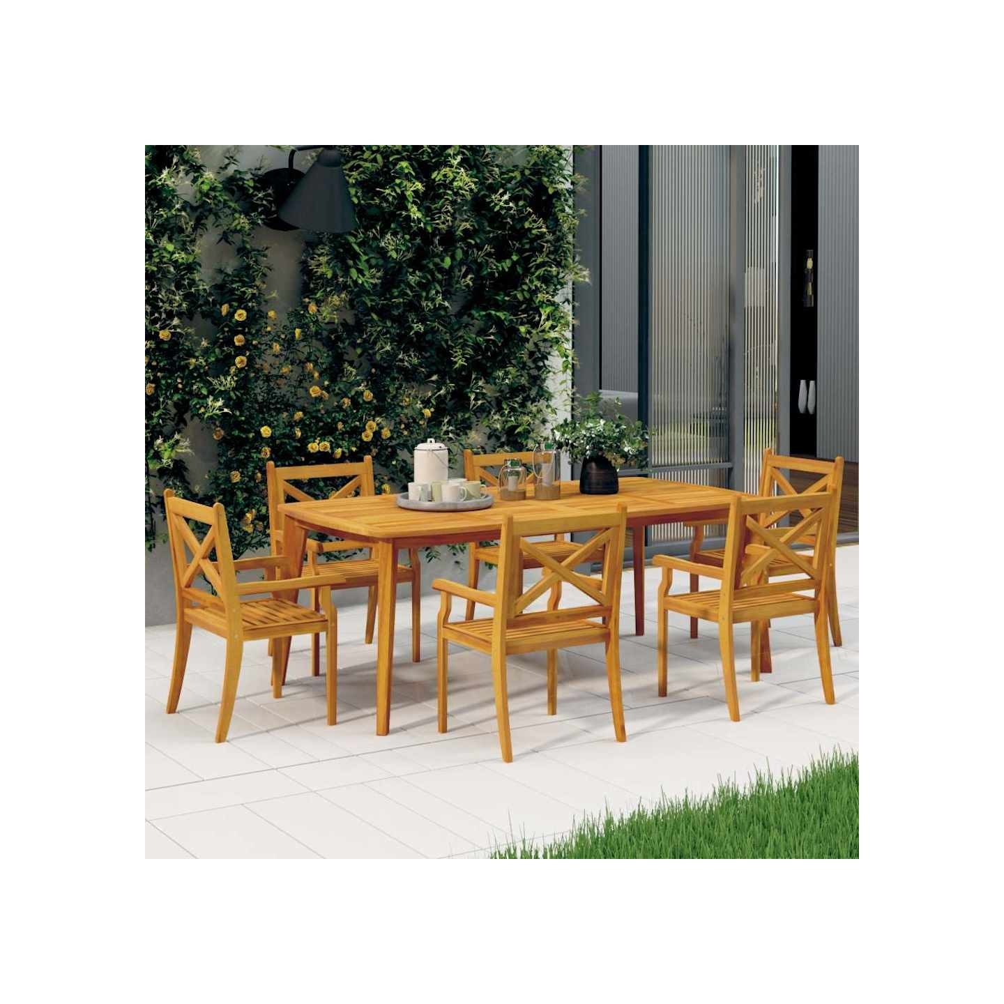 Chaises à manger d'extérieur lot de 6 Bois d'acacia massif