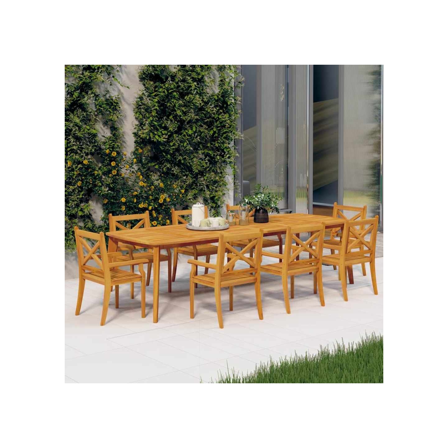 Chaises à manger d'extérieur lot de 8 Bois d'acacia massif