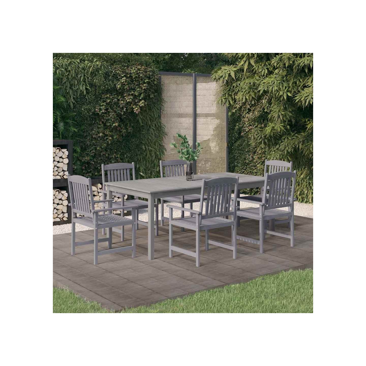 Ensemble à manger de jardin 7 pcs Bois d'acacia Gris