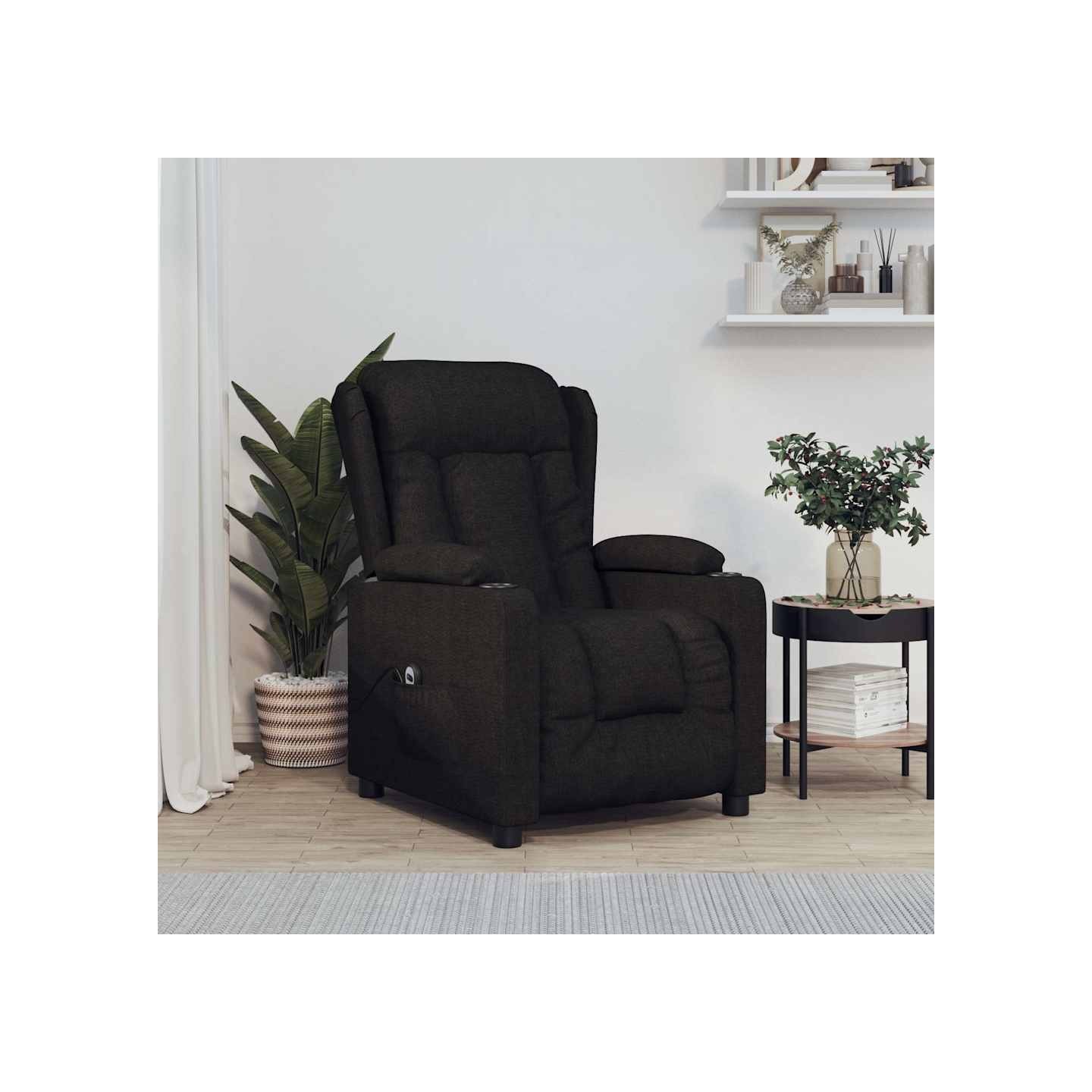 Fauteuil inclinable électrique Noir Tissu