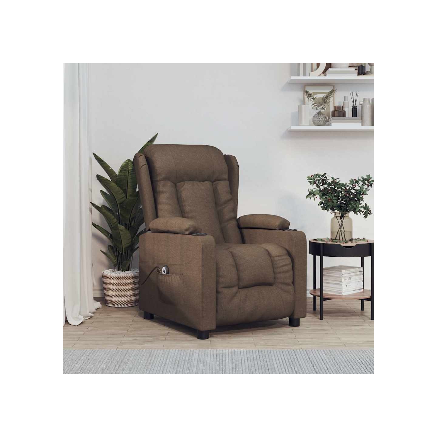 Fauteuil inclinable électrique Marron Tissu