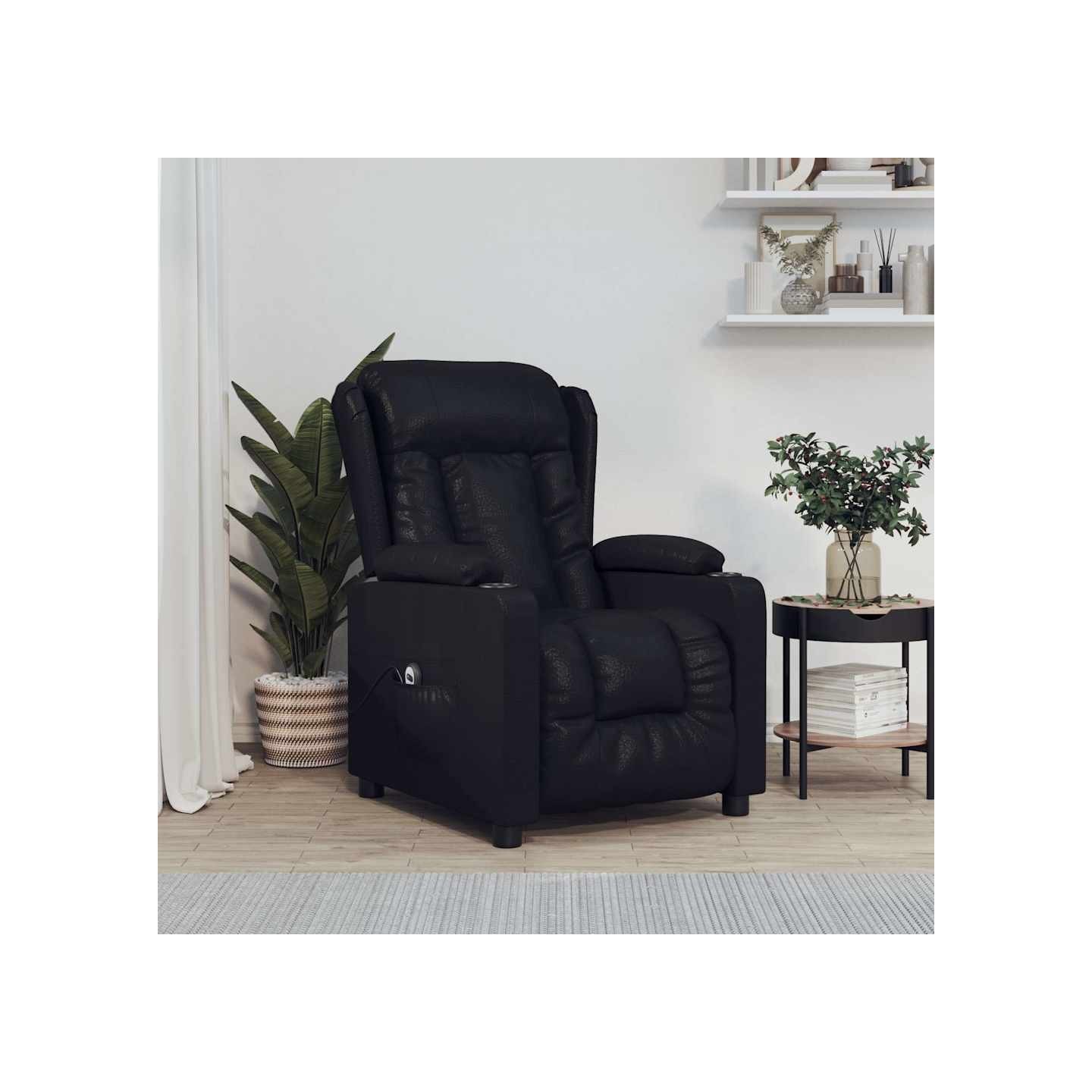 Fauteuil inclinable électrique Noir Similicuir