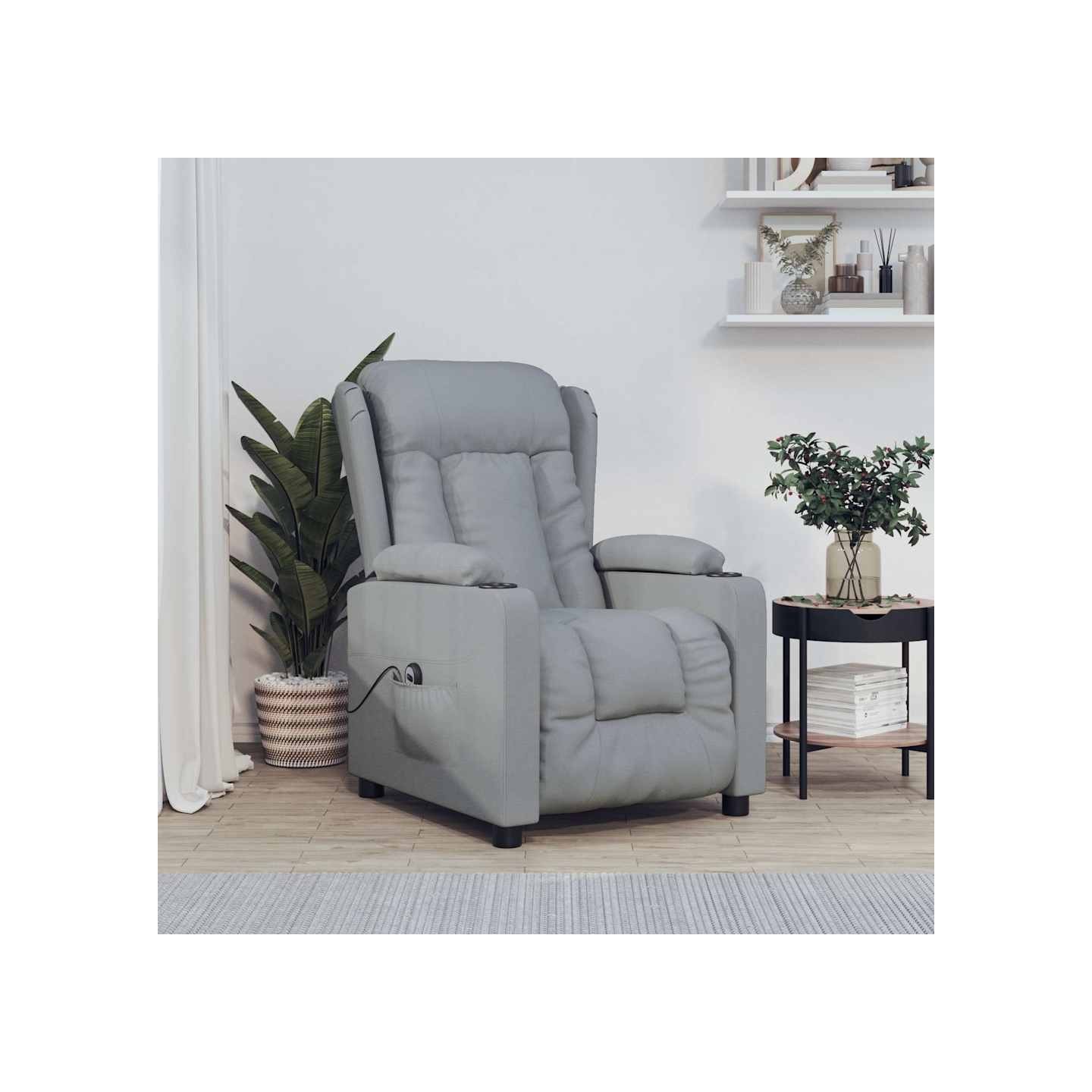 Fauteuil inclinable électrique Gris clair Tissu