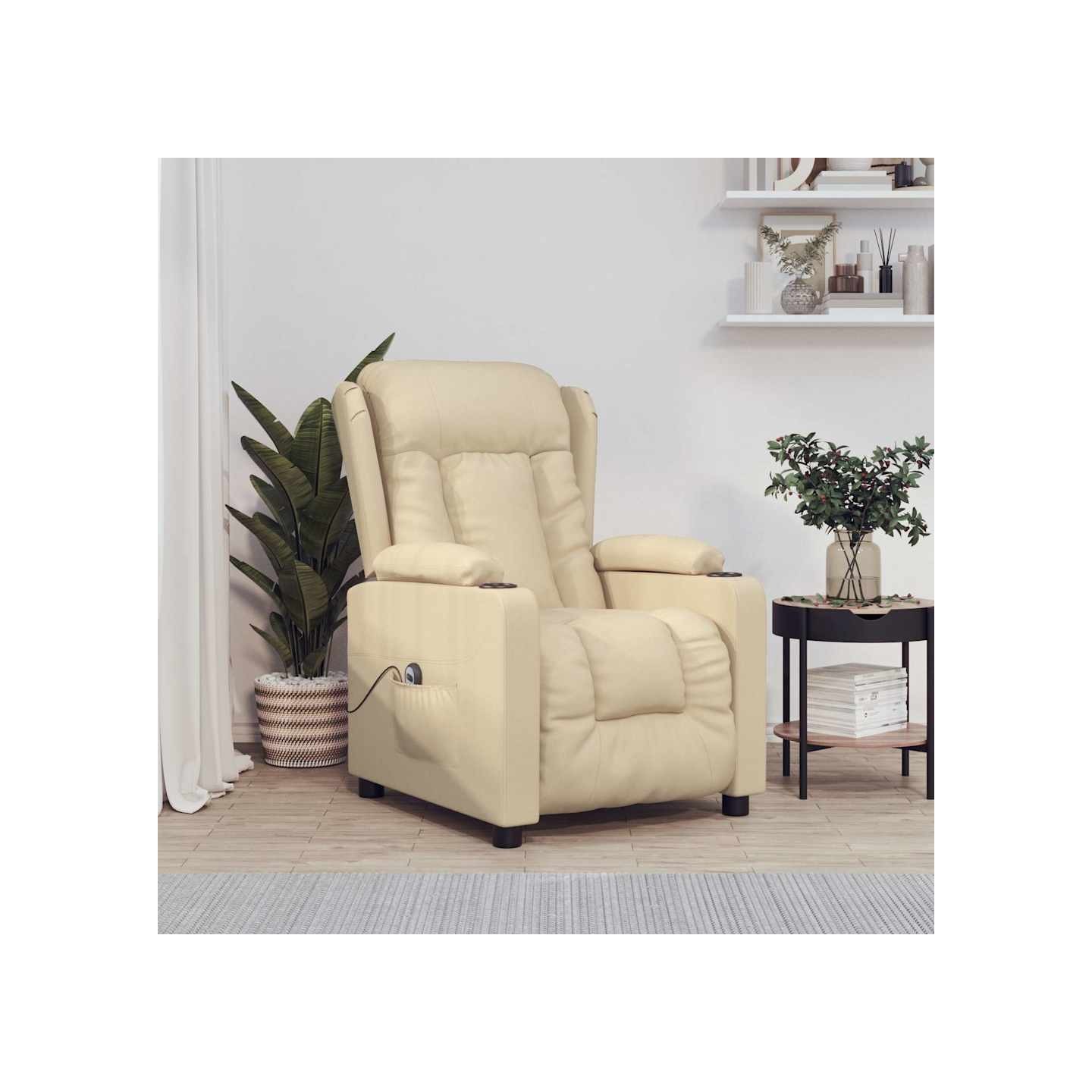 Fauteuil inclinable électrique Crème Tissu