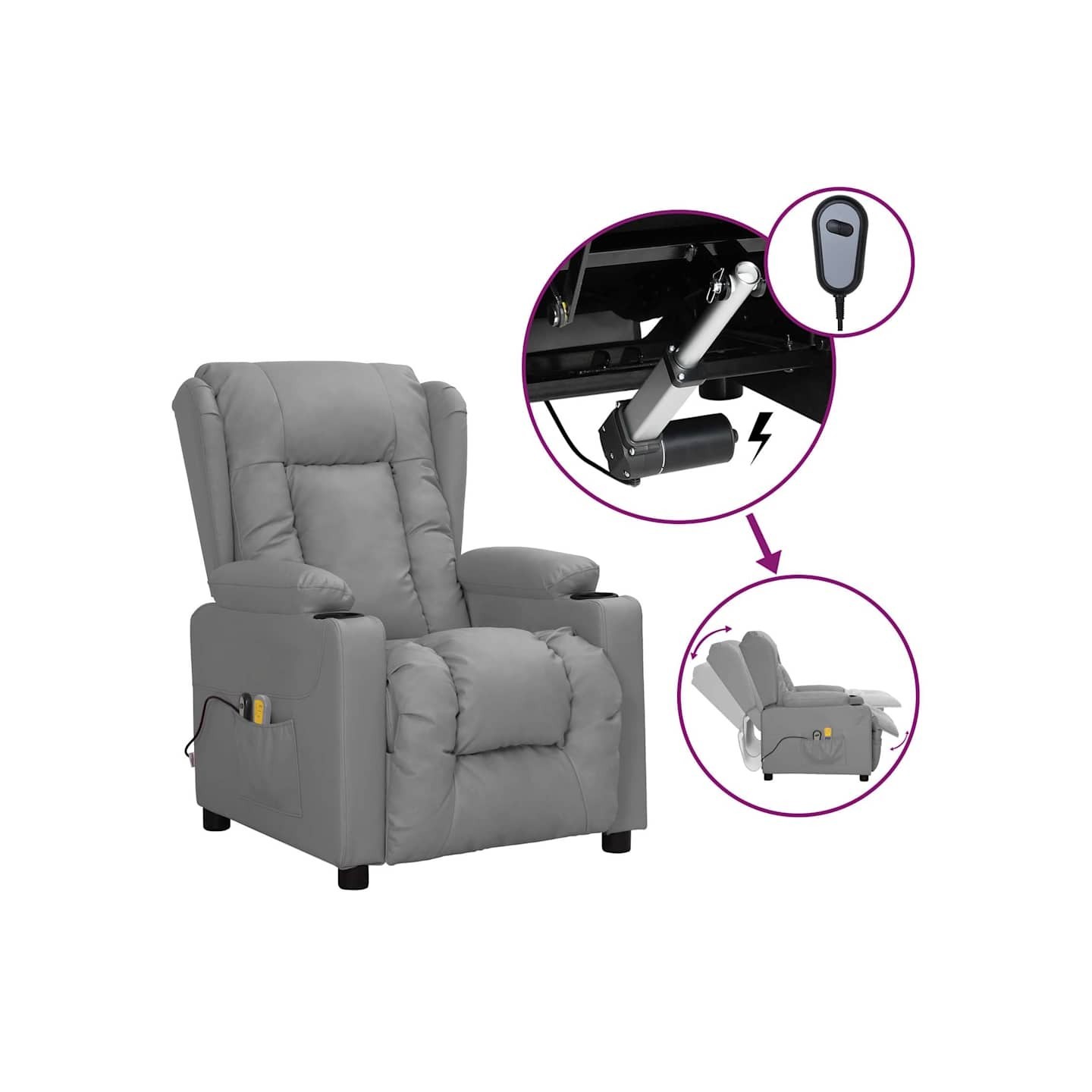 Fauteuil de massage électrique Gris Similicuir