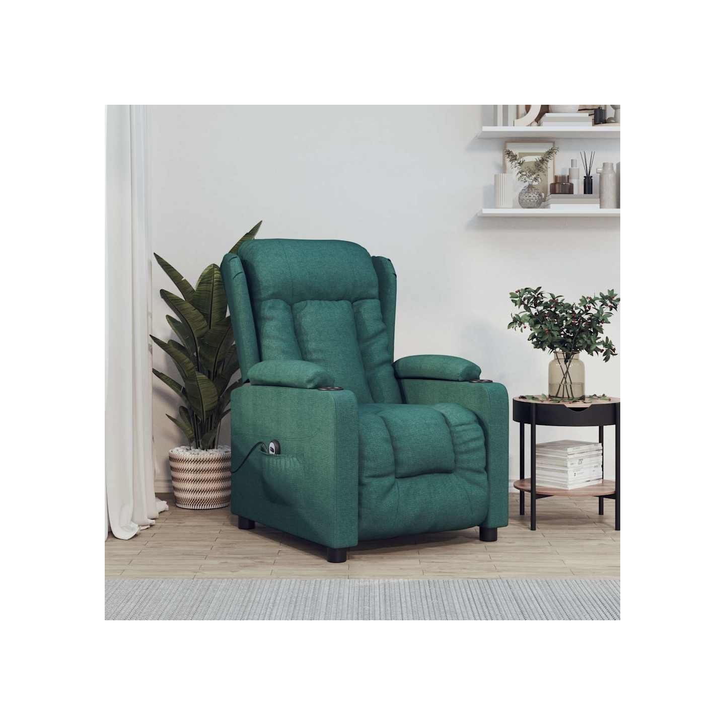 Fauteuil inclinable électrique Vert foncé Tissu