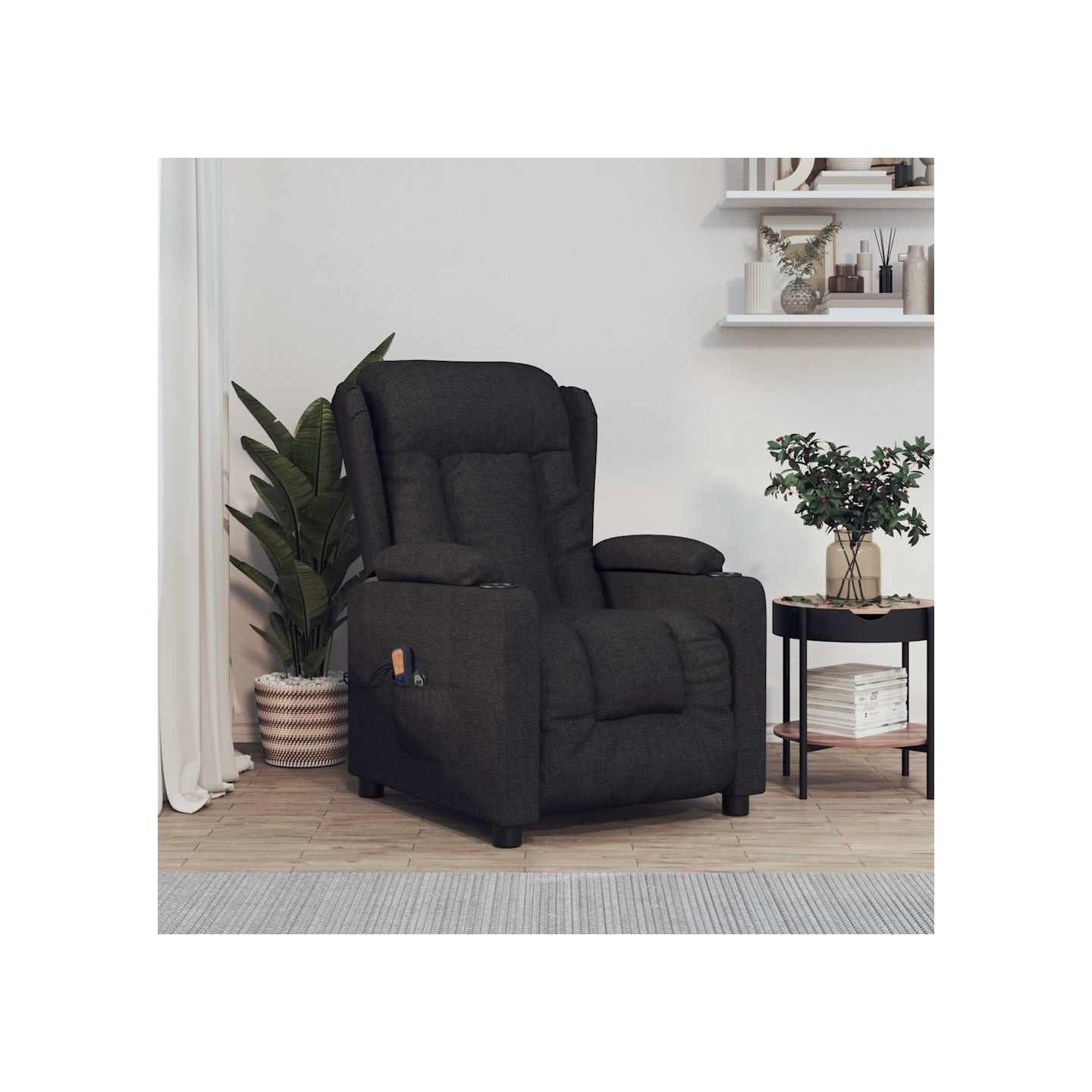 Fauteuil électrique de massage Noir Tissu