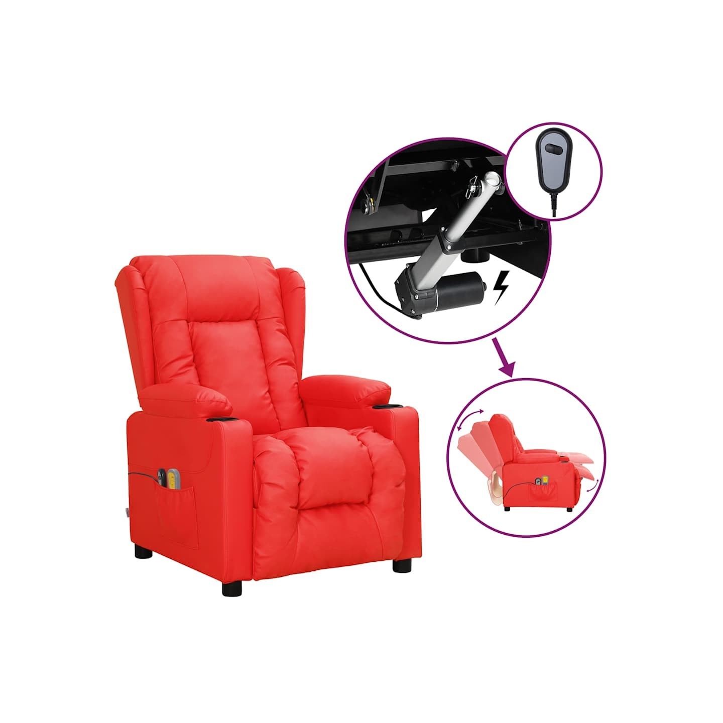 Fauteuil de massage électrique Rouge Similicuir