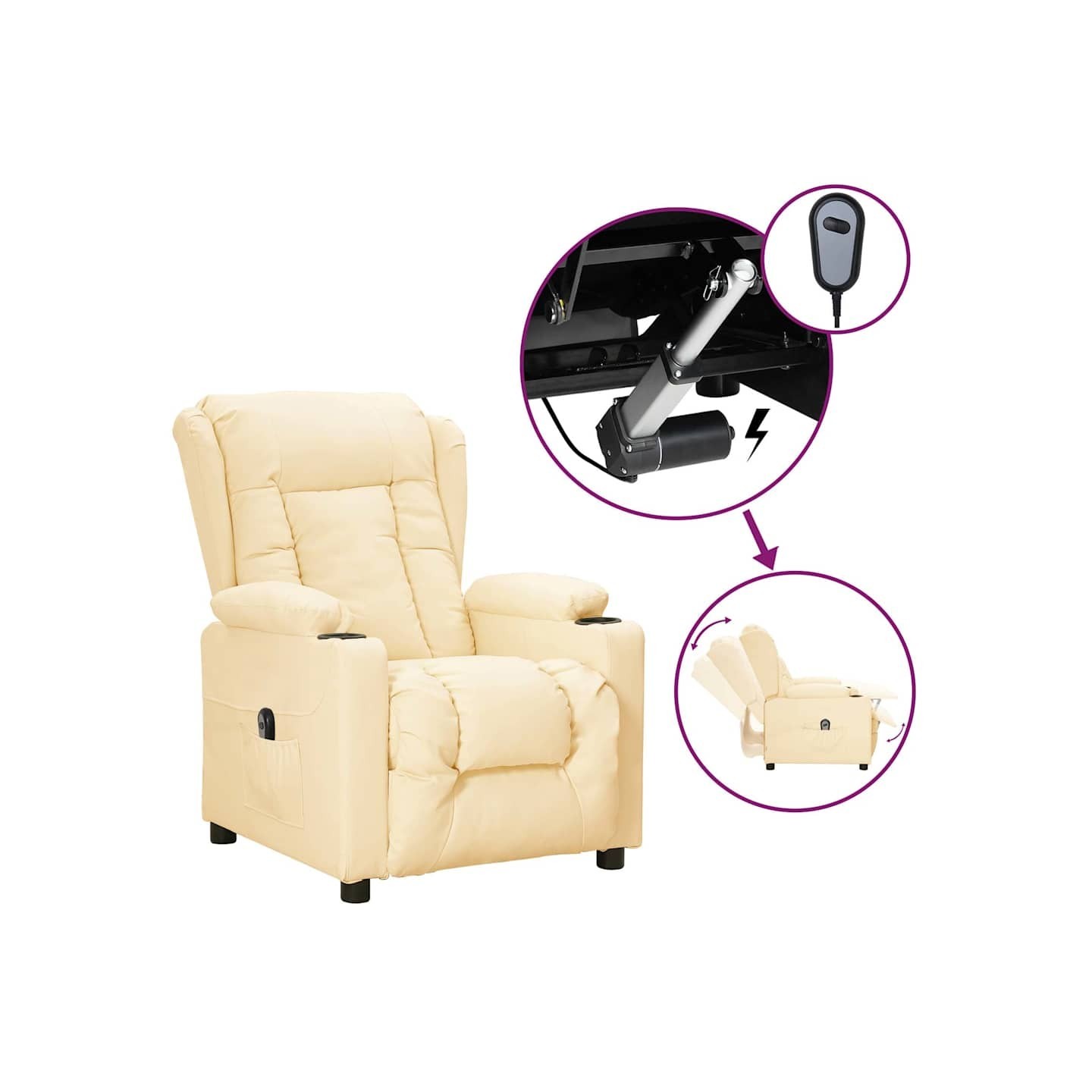 Fauteuil inclinable électrique Crème Similicuir