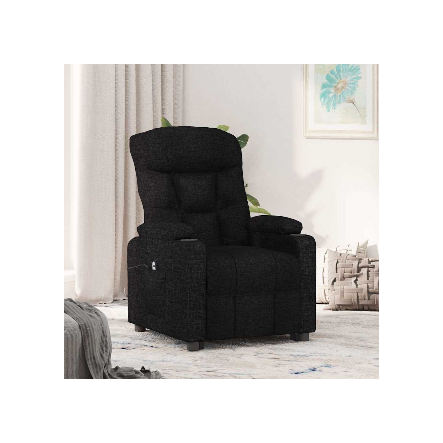 Fauteuil inclinable électrique Noir Tissu