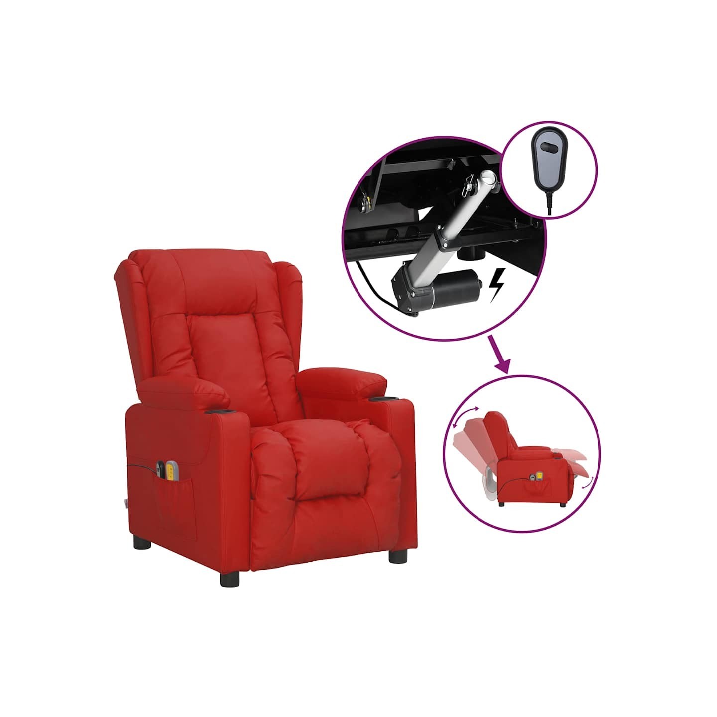 Fauteuil de massage électrique Rouge bordeaux Similicuir