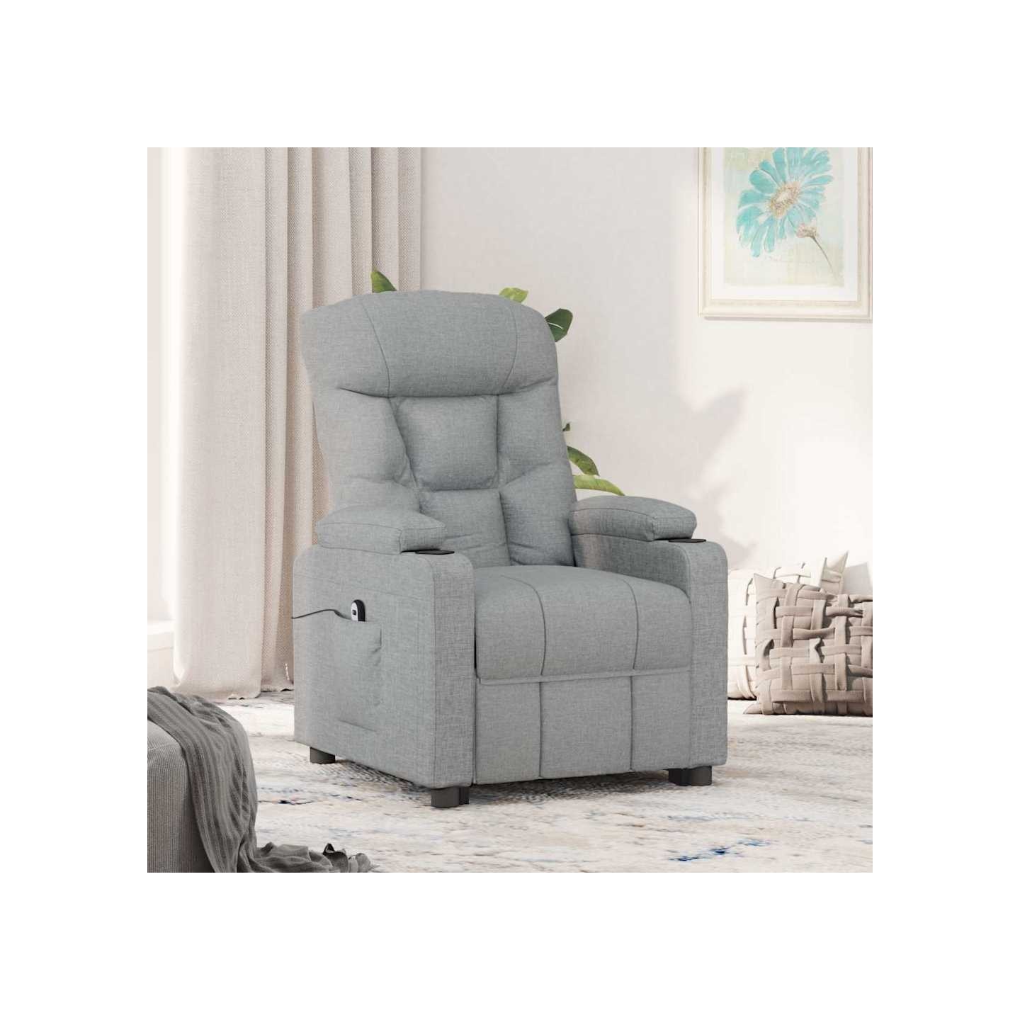 Fauteuil inclinable électrique Gris clair Tissu