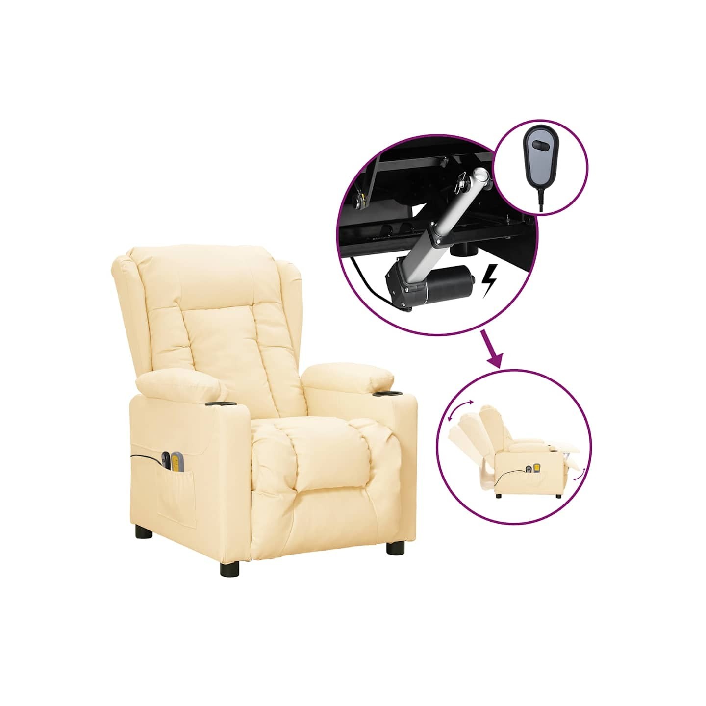 Fauteuil de massage électrique Crème Similicuir