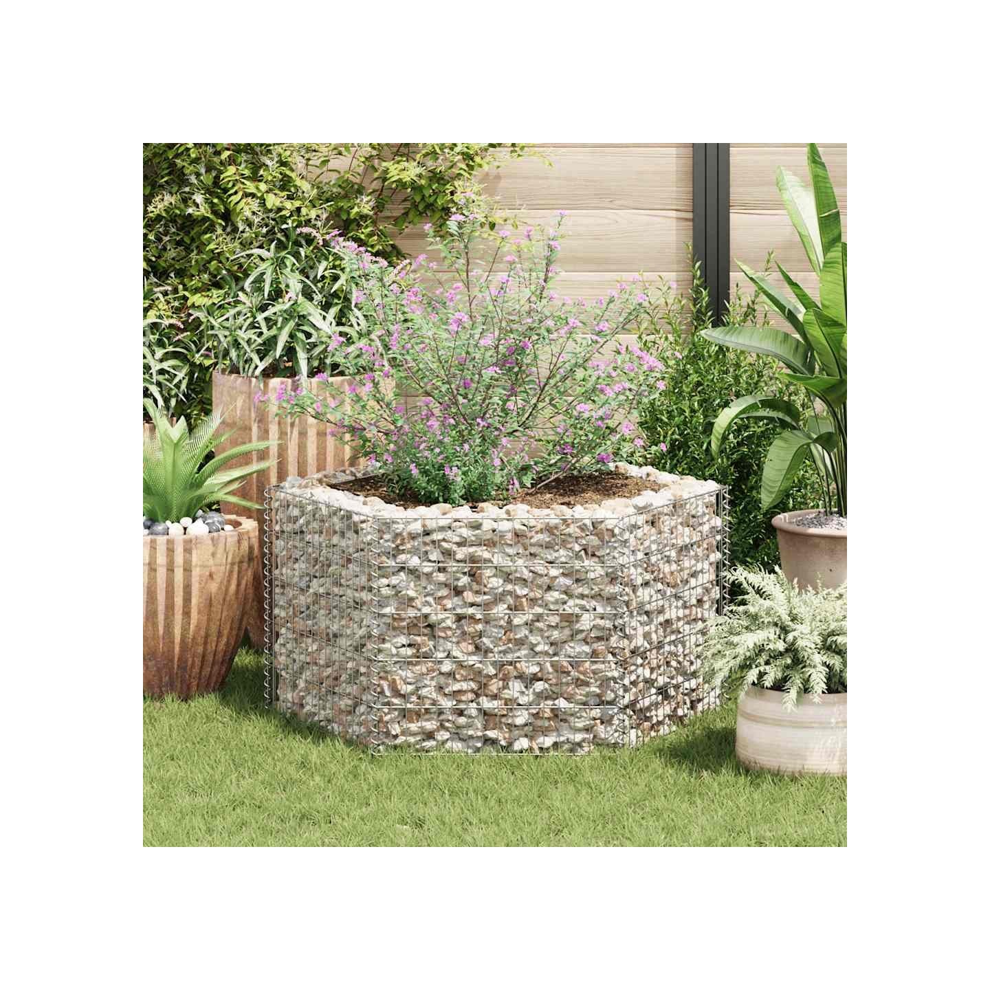 Lit surélevé à gabion hexagonale 100 x 90 x 50 cm