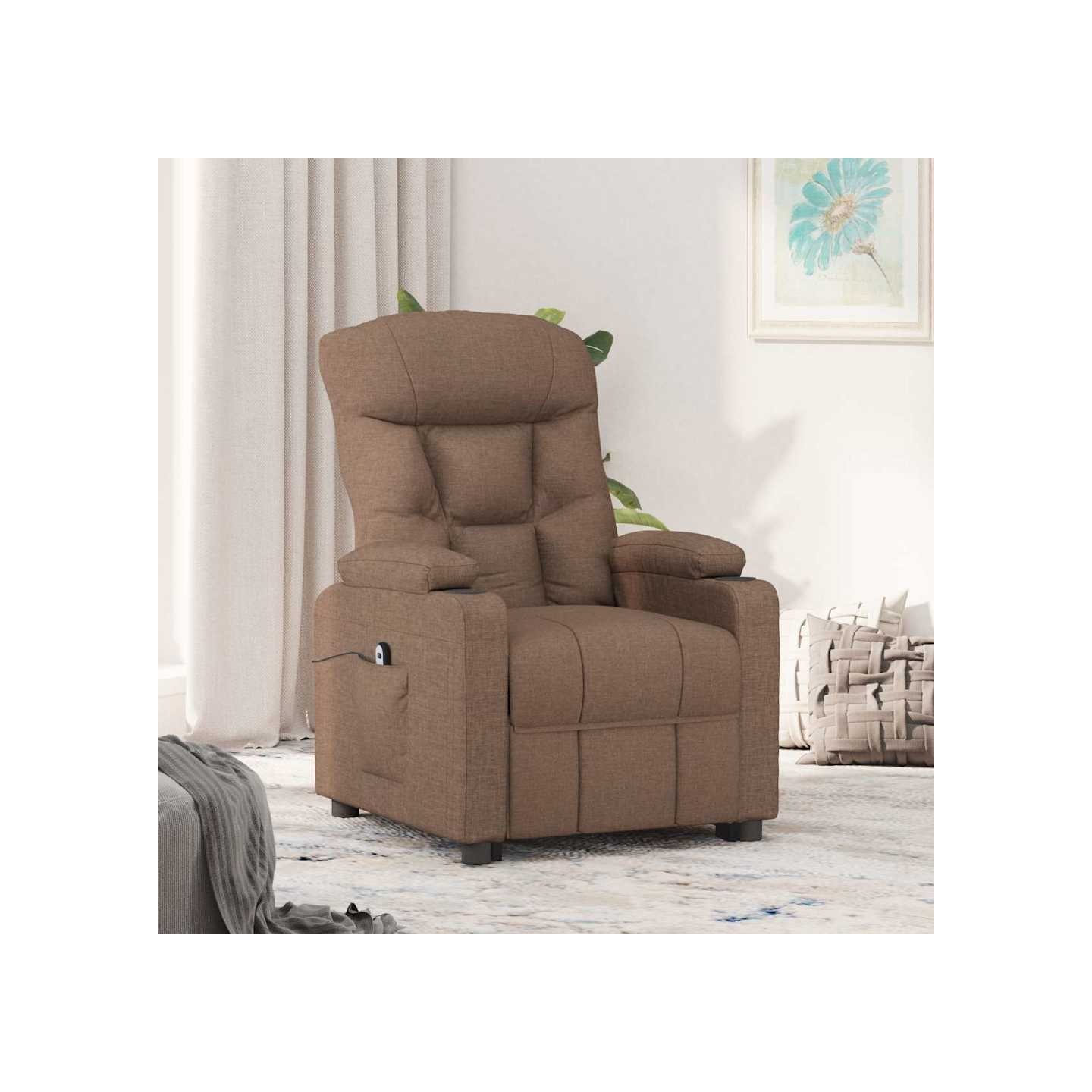 Fauteuil inclinable électrique Marron Tissu